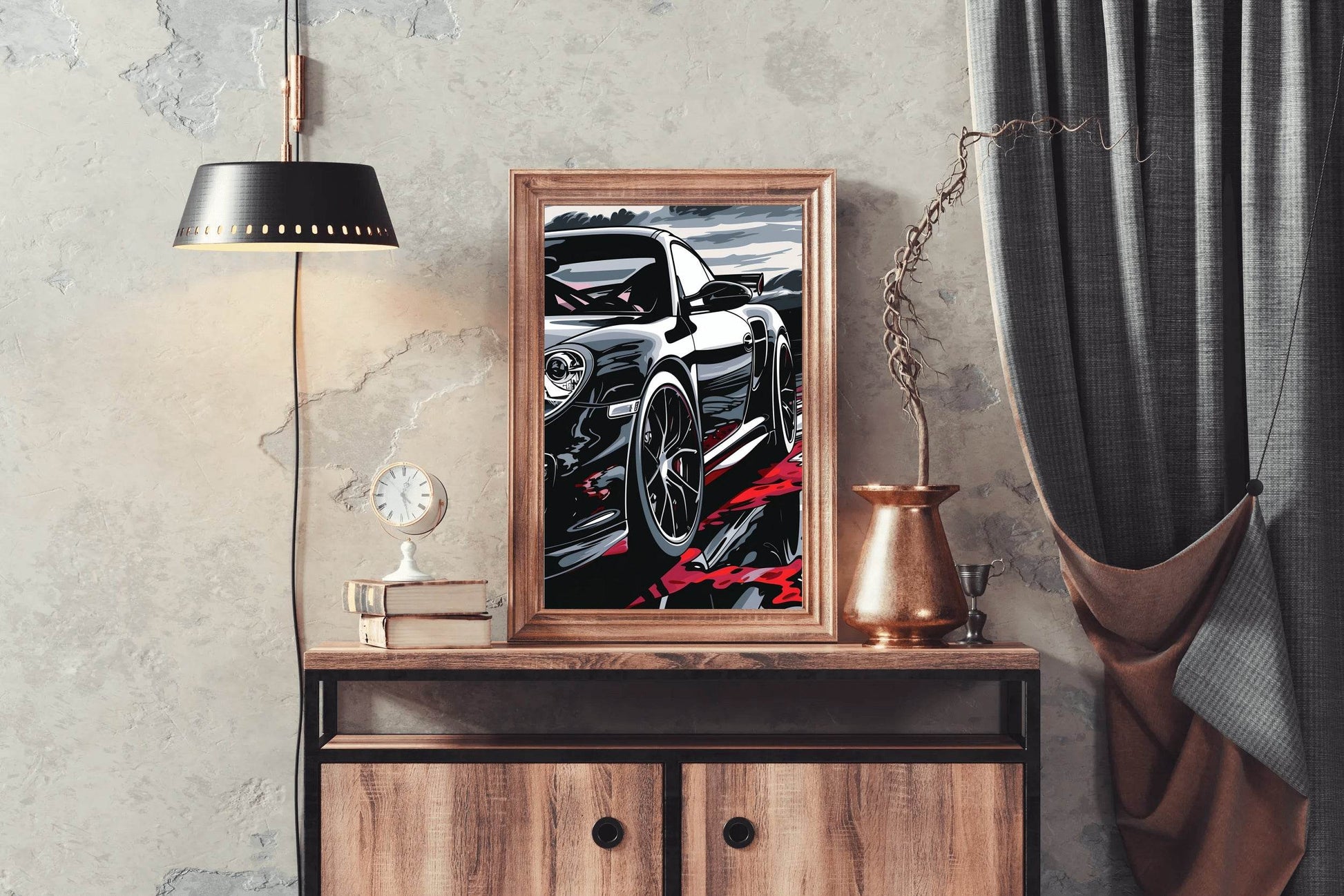Black Porsche Carrera Canvas Wall Art - beink online art store