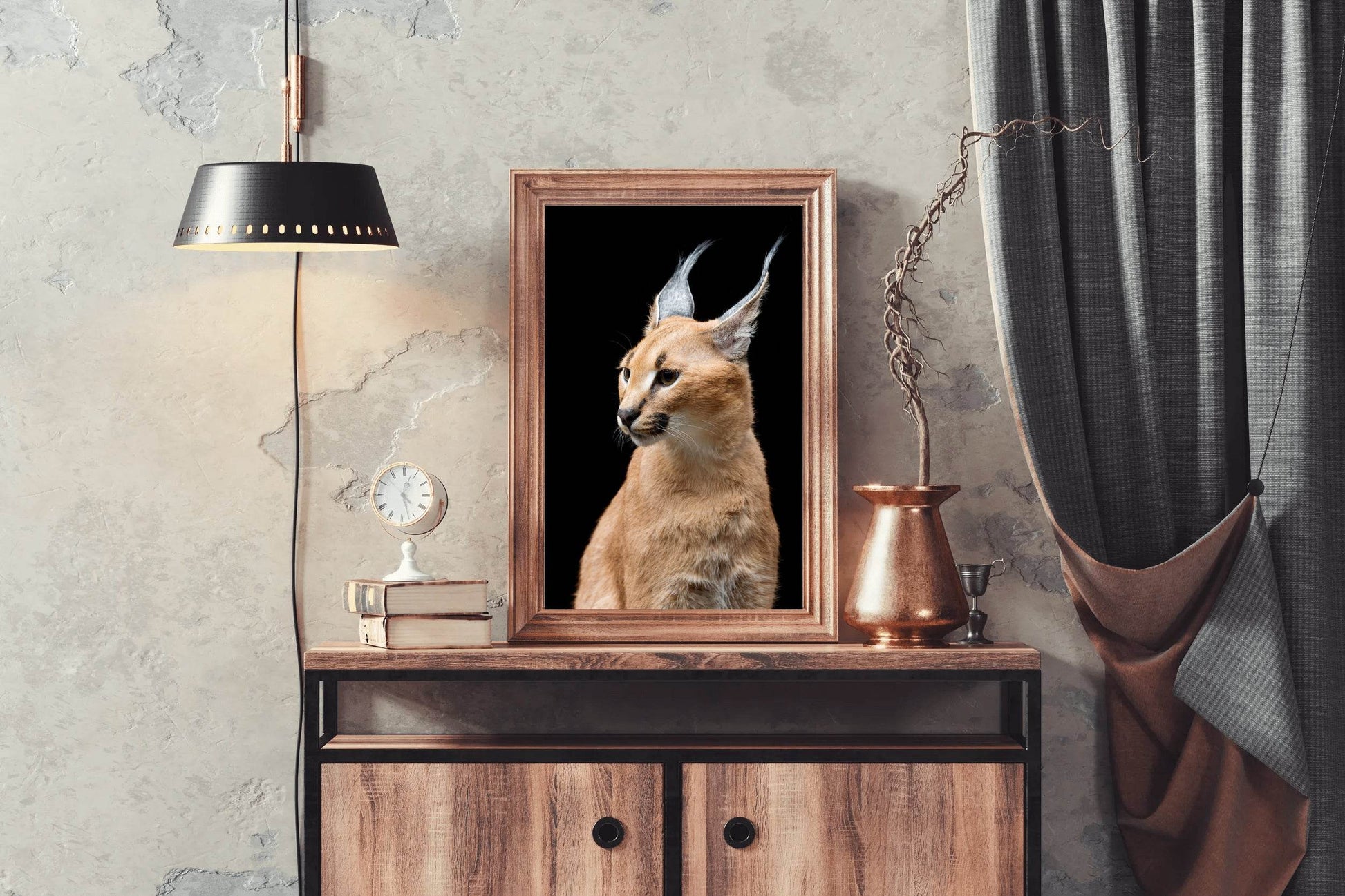 Wild Cart Caracal Face Wall Art - beink online art store