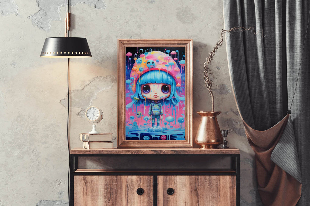 Fantasy Girl With Blue Hair Wall Art - beink online art store