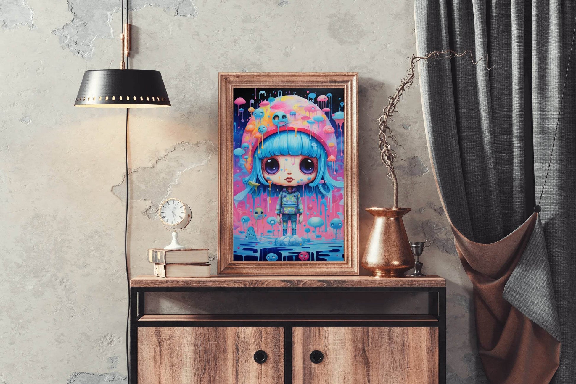 Fantasy Girl With Blue Hair Wall Art - beink online art store