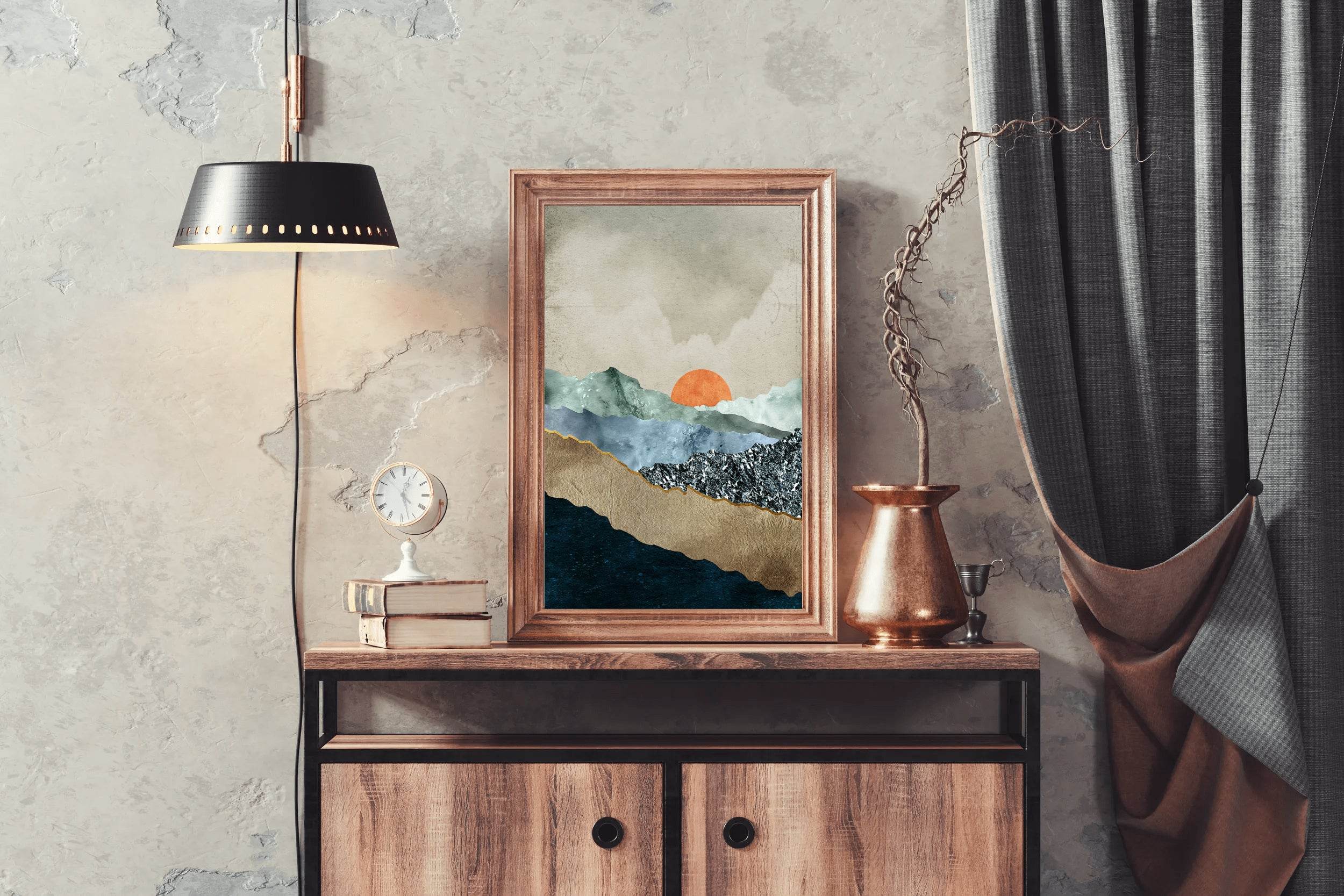 Golden Sunset Over Mountains Wall Art - beink online art store