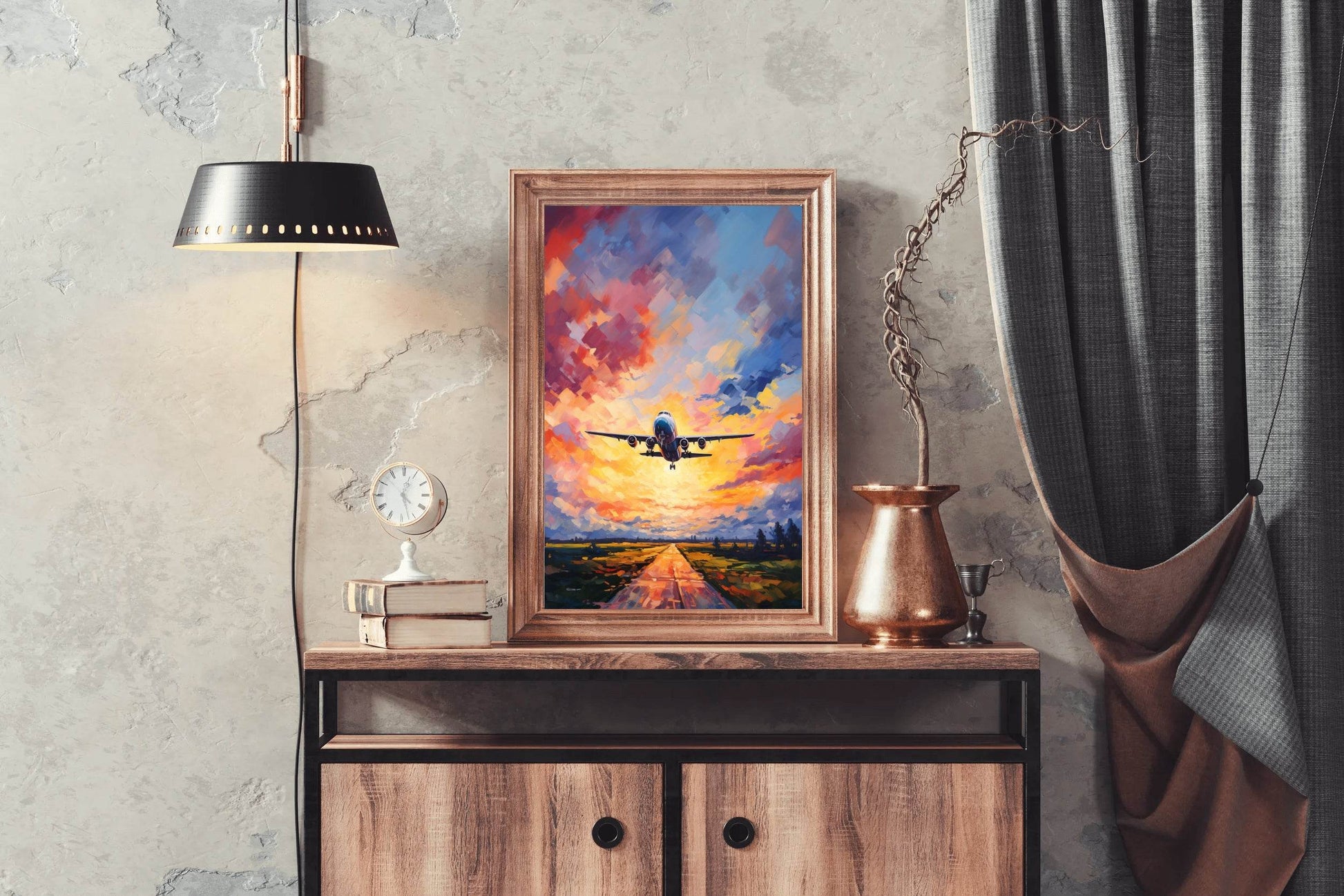 Drawing Of Airplane Takeoff Wall Art - beink online art store