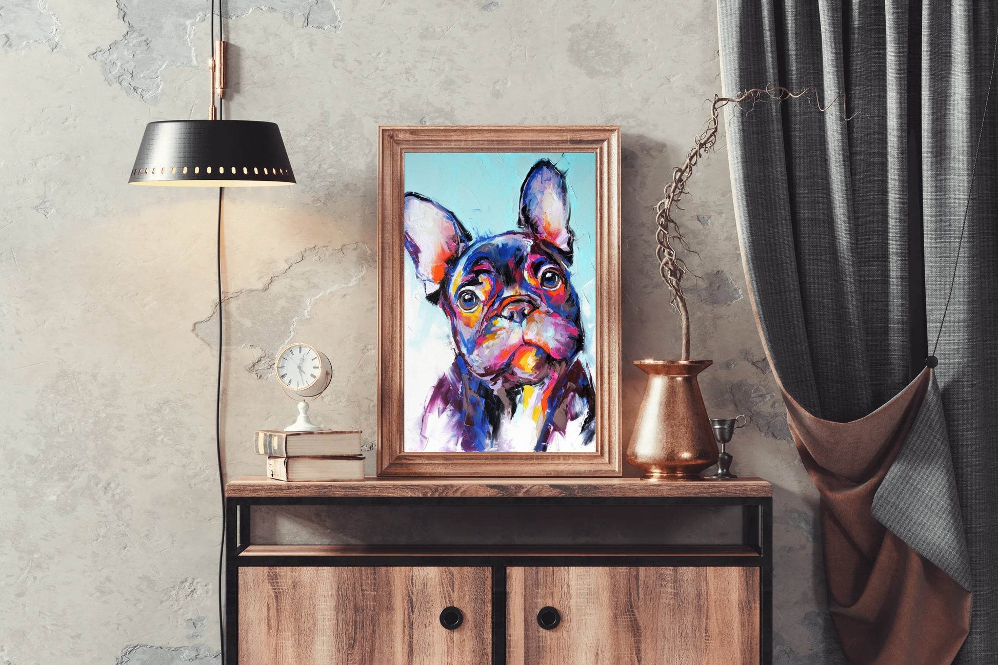 Colorful Painting of French Bull Dog - beink online art store