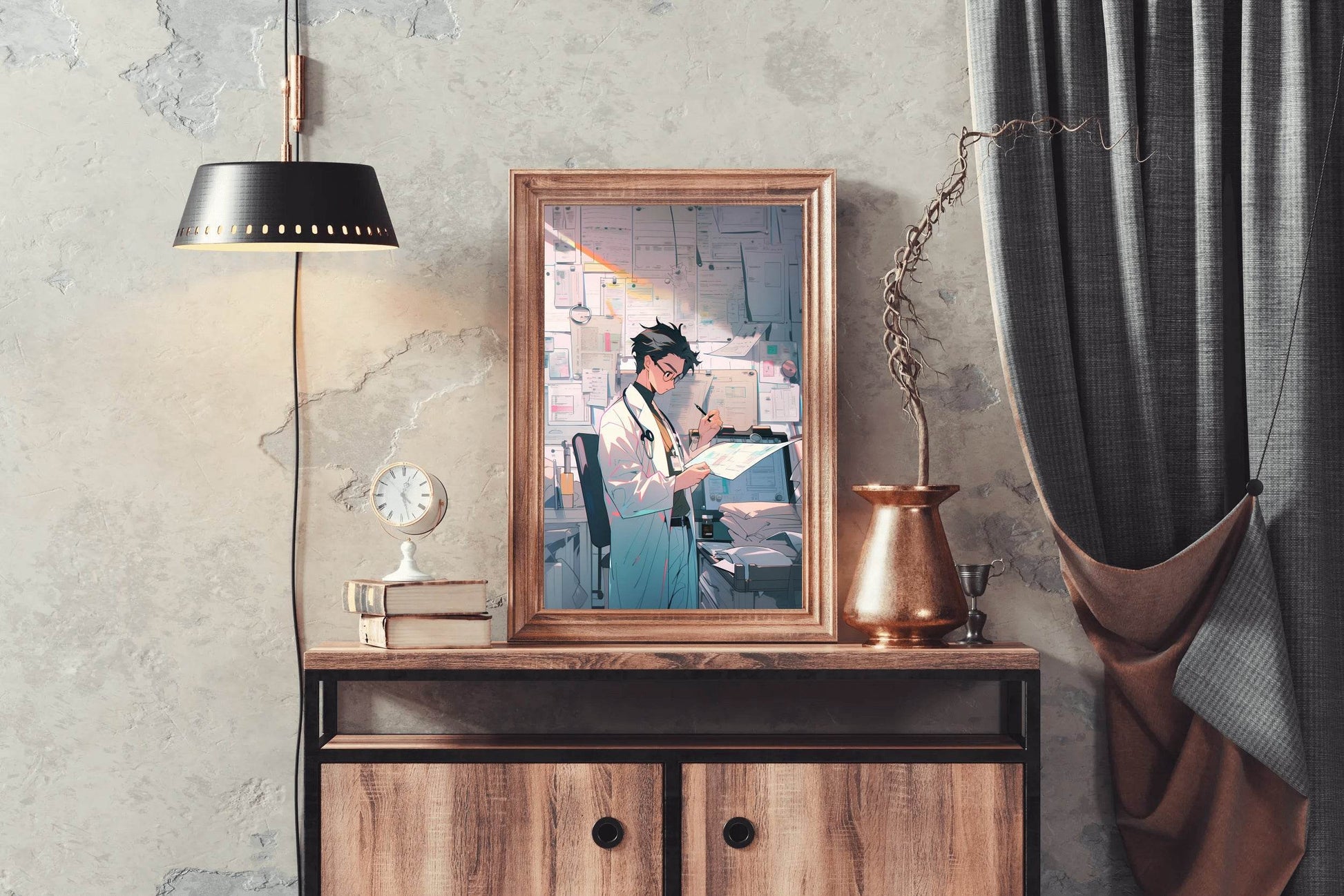 Rendering of Anime Doctor at Job Anime Wall Art - beink online art store