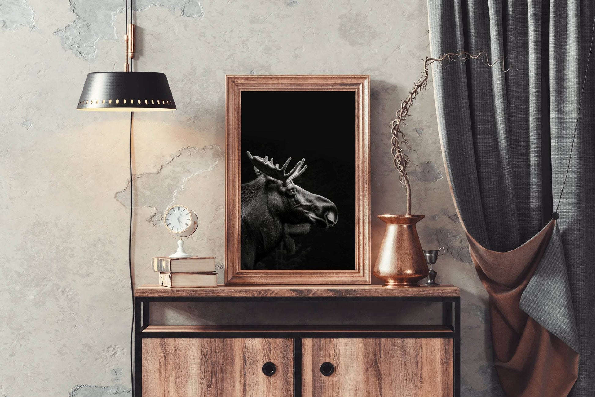 Alaska Moose Black & White Wall Art - beink online art store