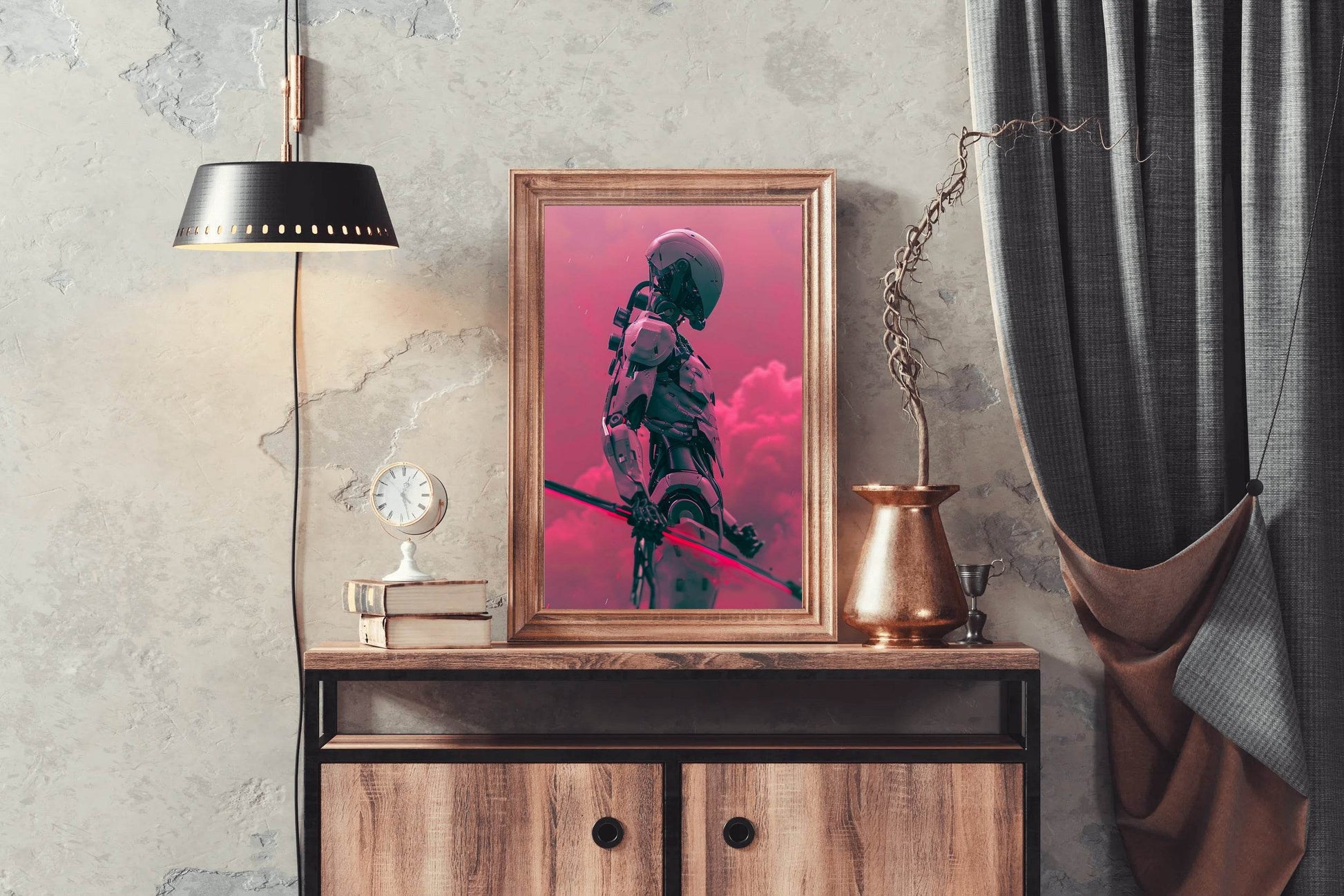 Robotic Man Holding Weapon Modern Art - beink online art store