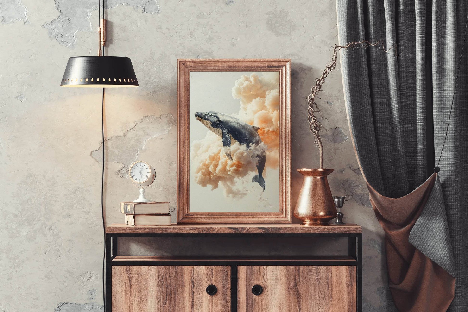 Fantasy Whale in the Sky Animal Wall Art - beink online art store