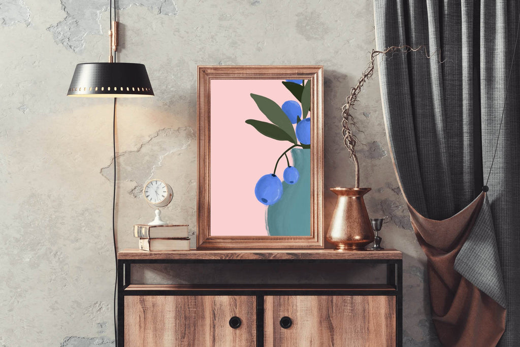 Blueberry Stem Wall Art - beink online art store