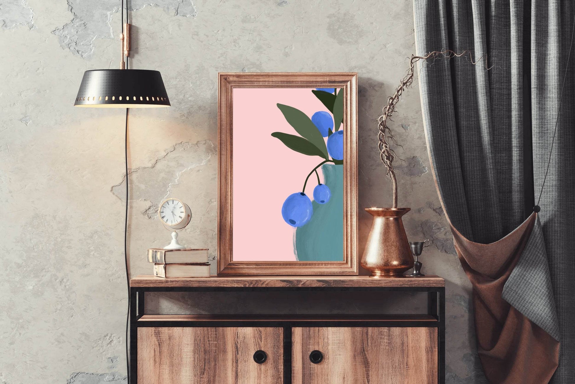 Blueberry Stem Wall Art - beink online art store
