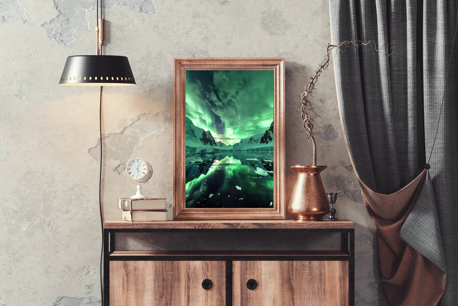 Emerald Aurora Over Antarctica Wall Art - beink online art store