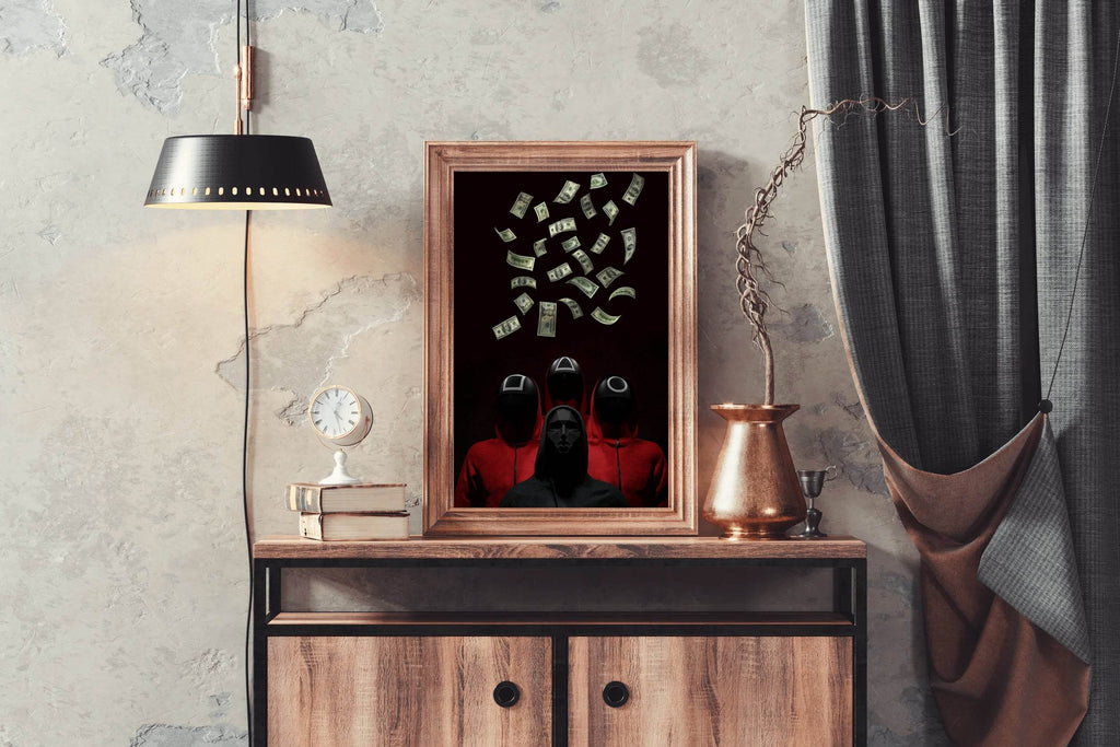 Falling Money - Squid Game Wall Art - beink online art store