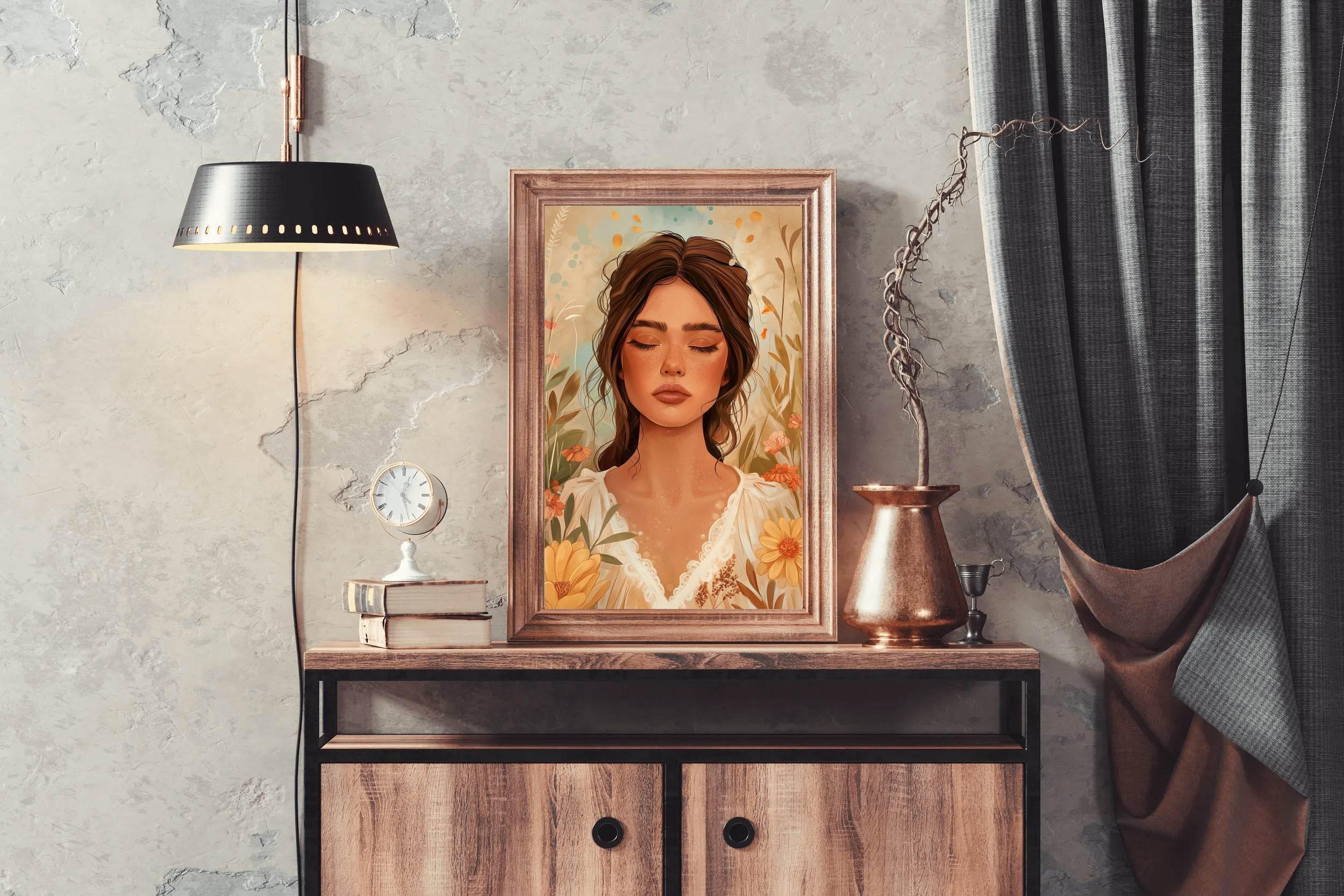 Woman Illustration Boho Feminine ArtWork - beink online art store