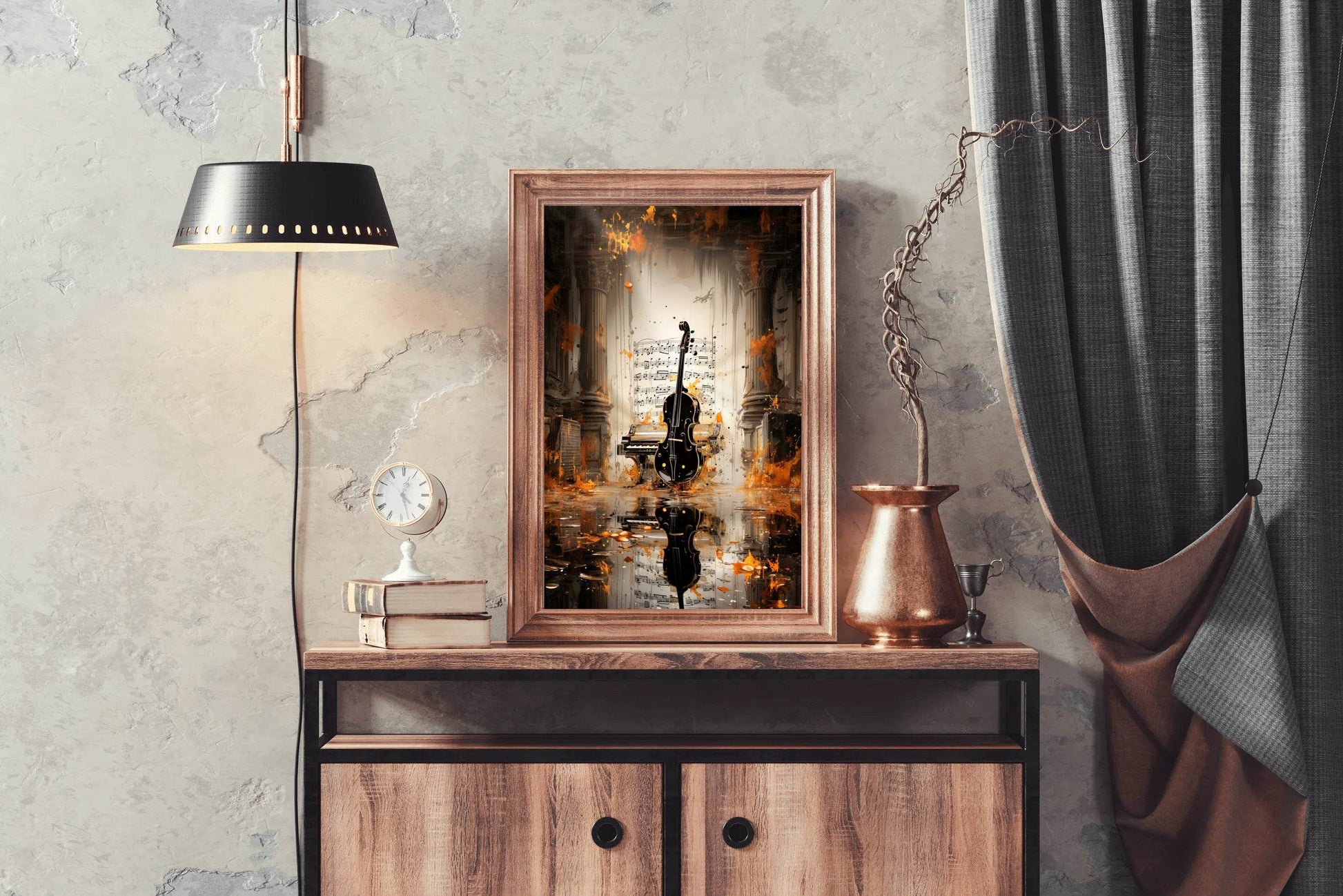 Violin With Musical Notes Wall Art - beink online art store