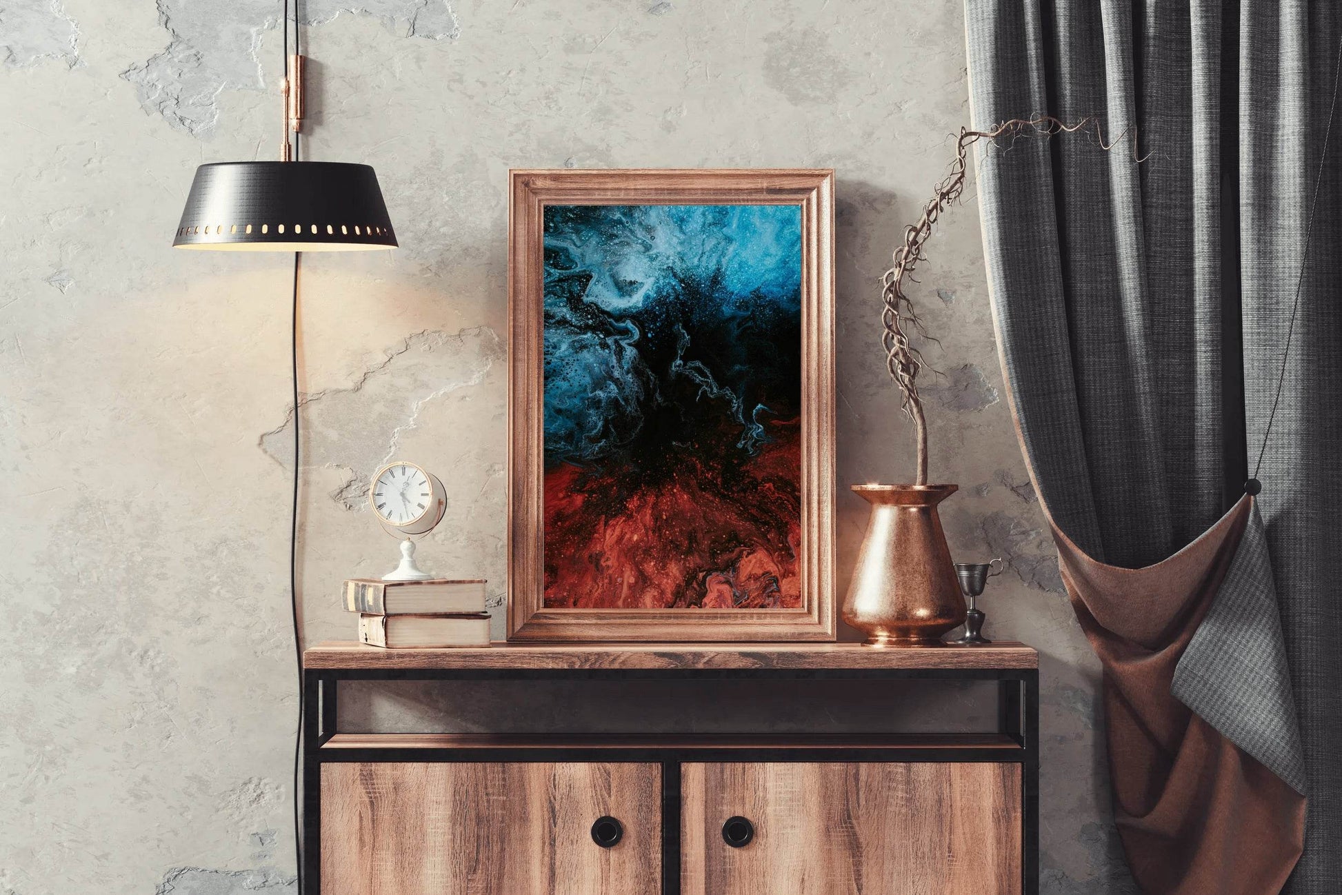 Blue and Red Water Color Liquid Abstract Wall Art - beink online art store