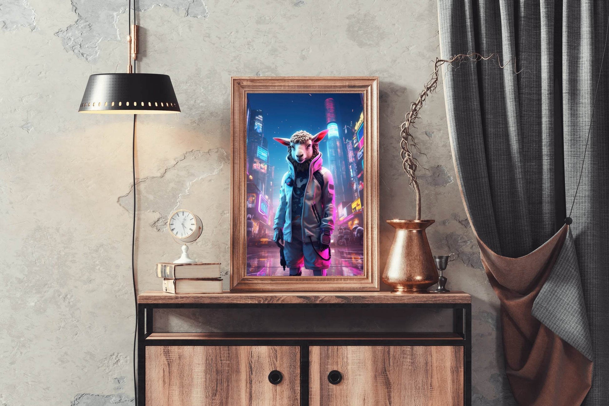Portrait Sheep Cyberpunk Style Wall Art - beink online art store