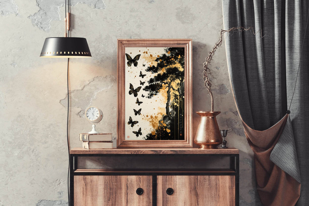 Painting Beautiful Black Butterflies Wall Art - beink online art store