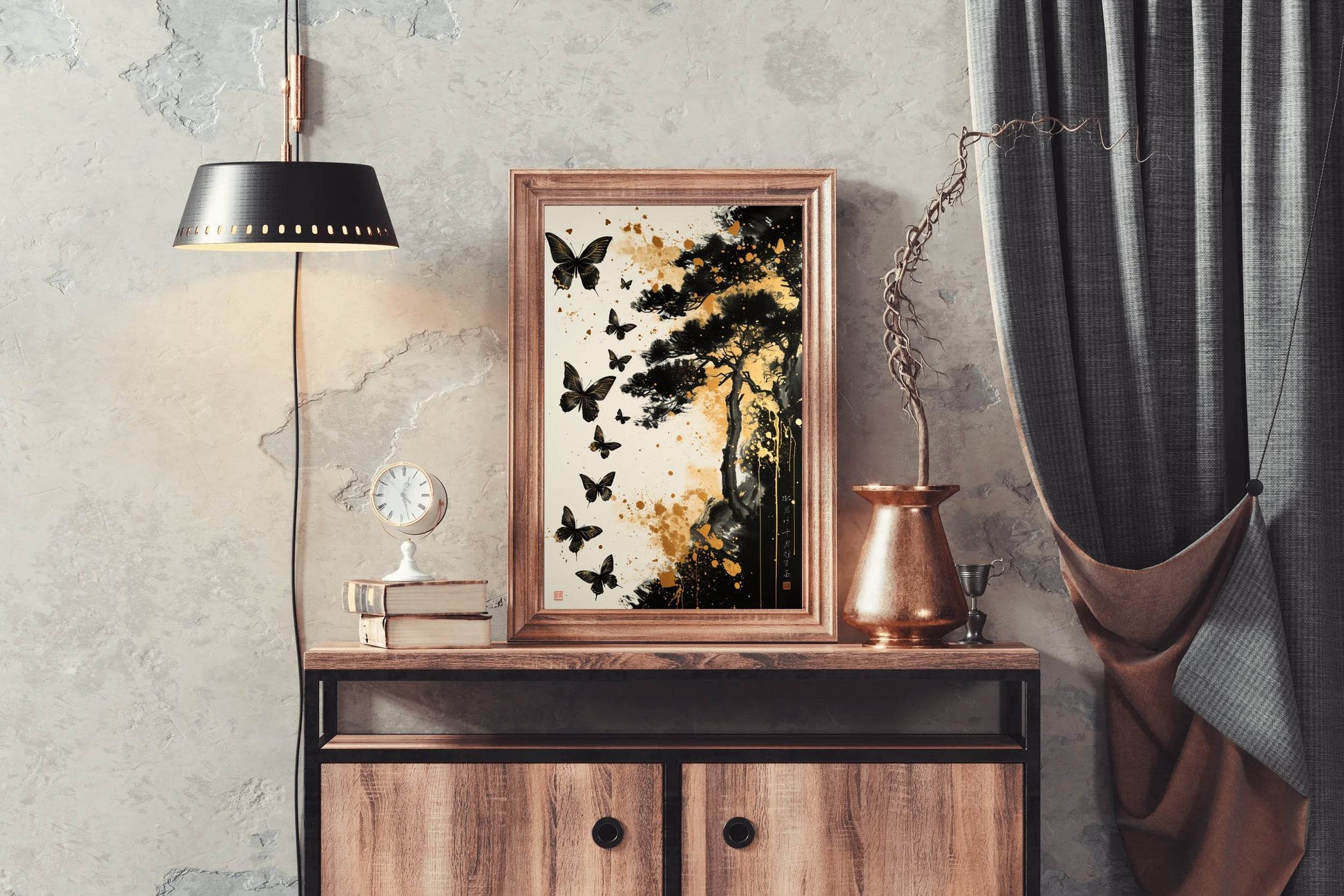 Painting Beautiful Black Butterflies Wall Art - beink online art store