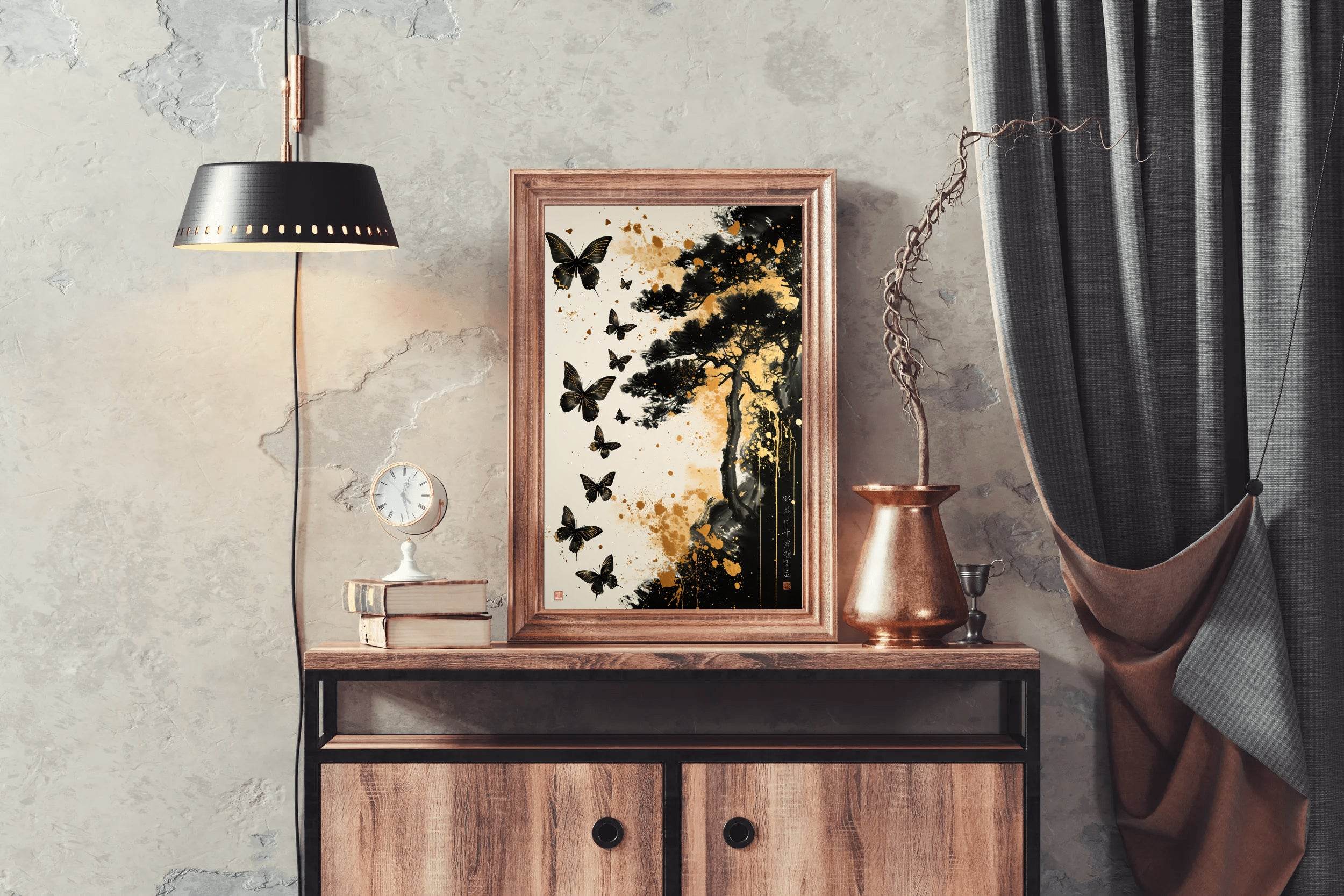Painting Beautiful Black Butterflies Wall Art - beink online art store