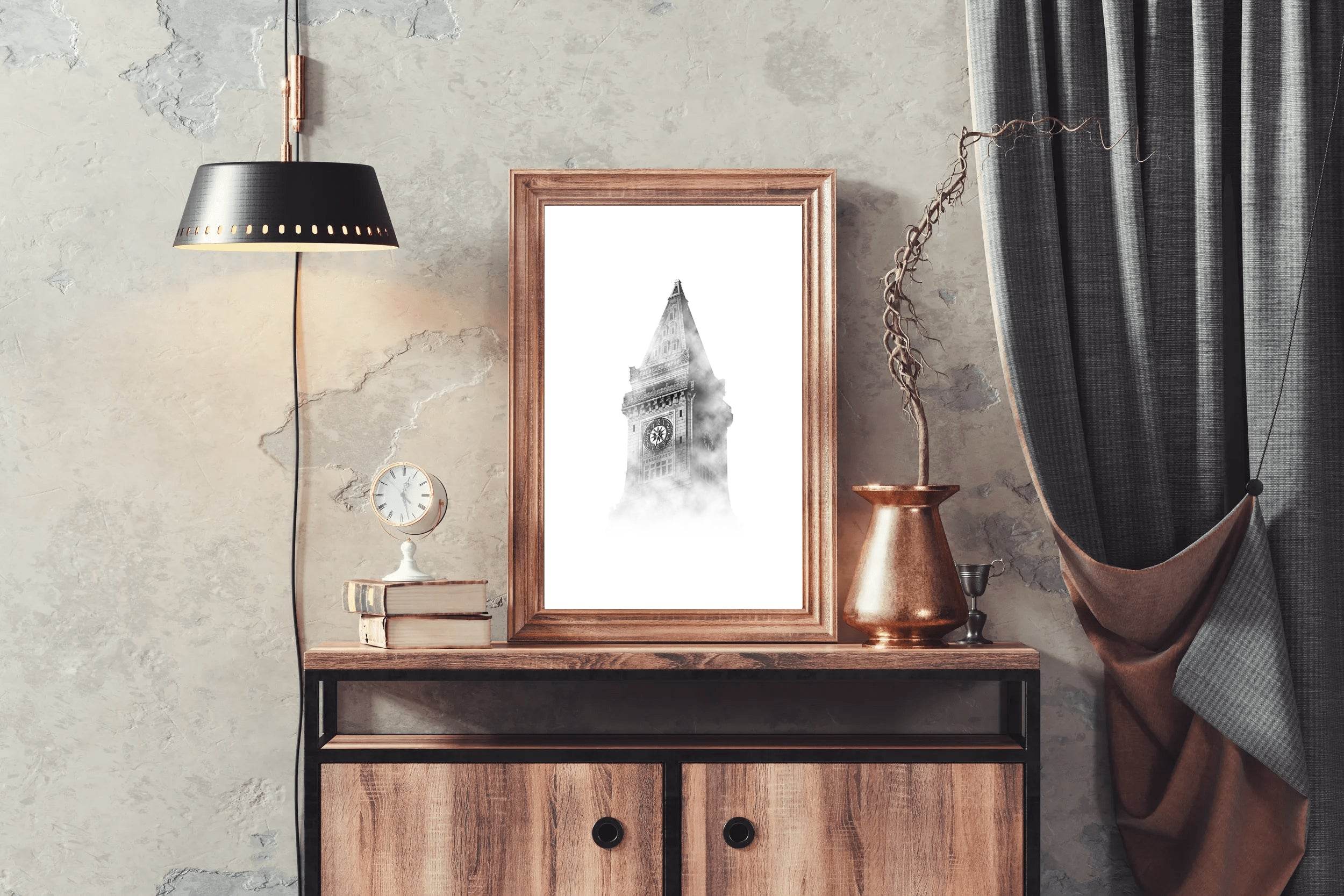 Clock Tower Black & White Wall Art - beink online art store