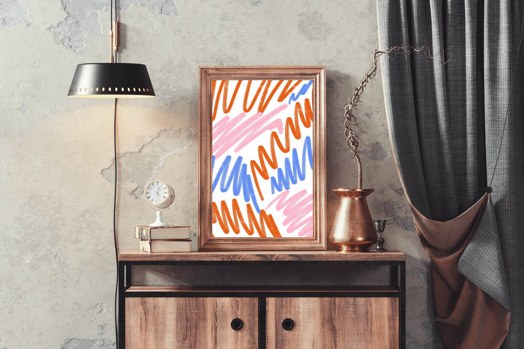 Colorful Lines on White Background Wall Art - beink online art store