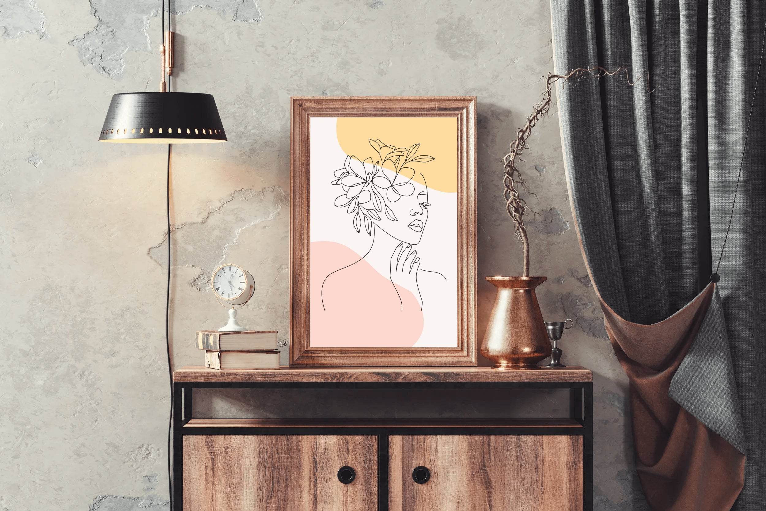 Girl With Flowers on Her Head Wall Art - beink online art store