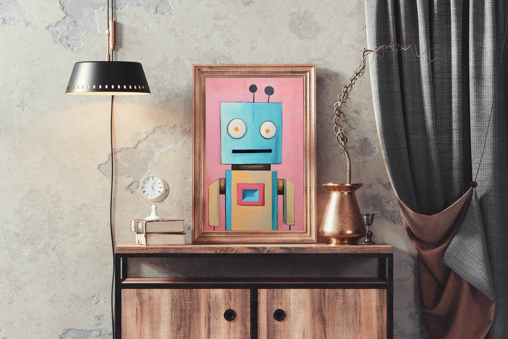 Paper Drawing of a Robot With Annoying Eyes - beink online art store