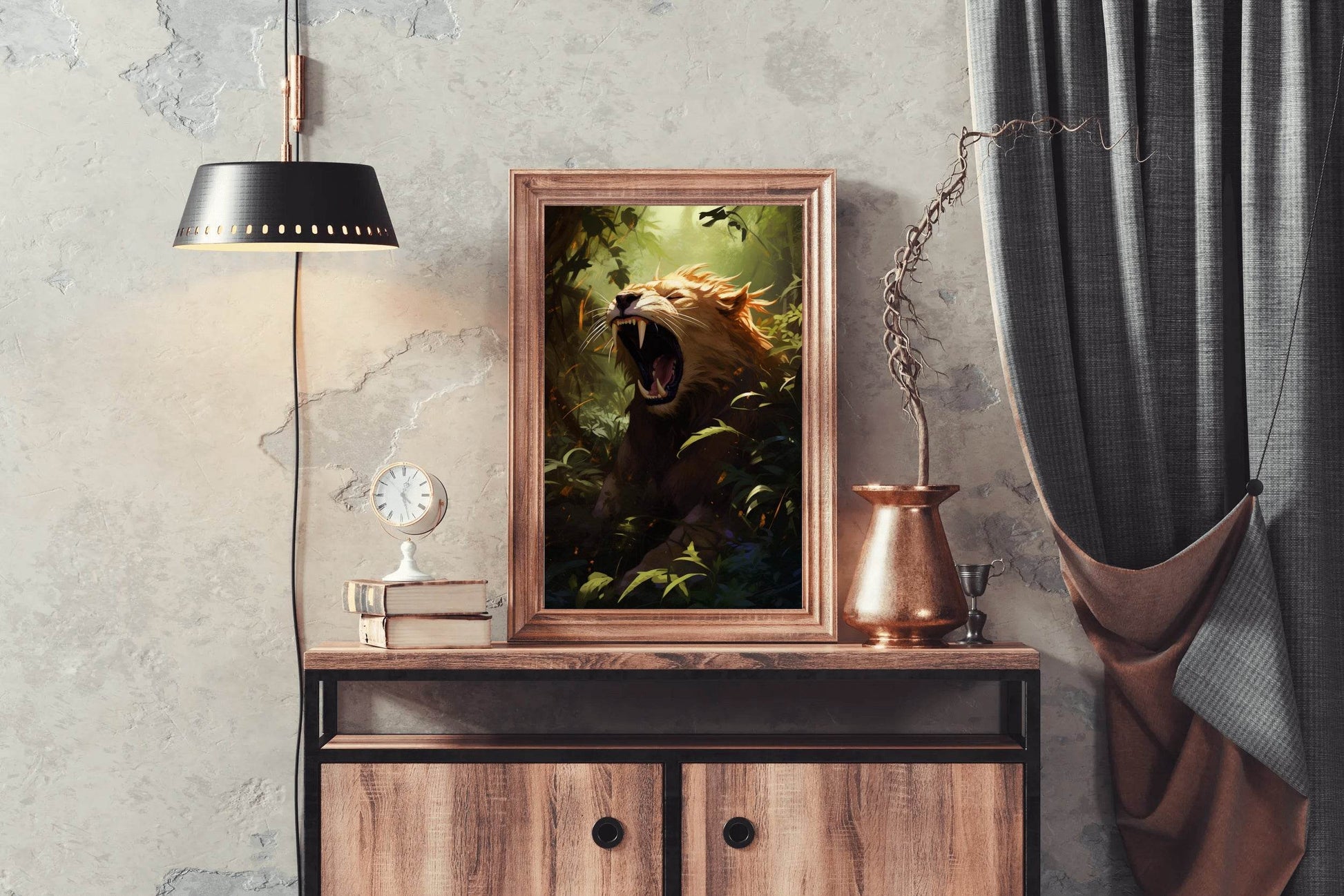 Roaring Liger Animal Wall Art - beink online art store