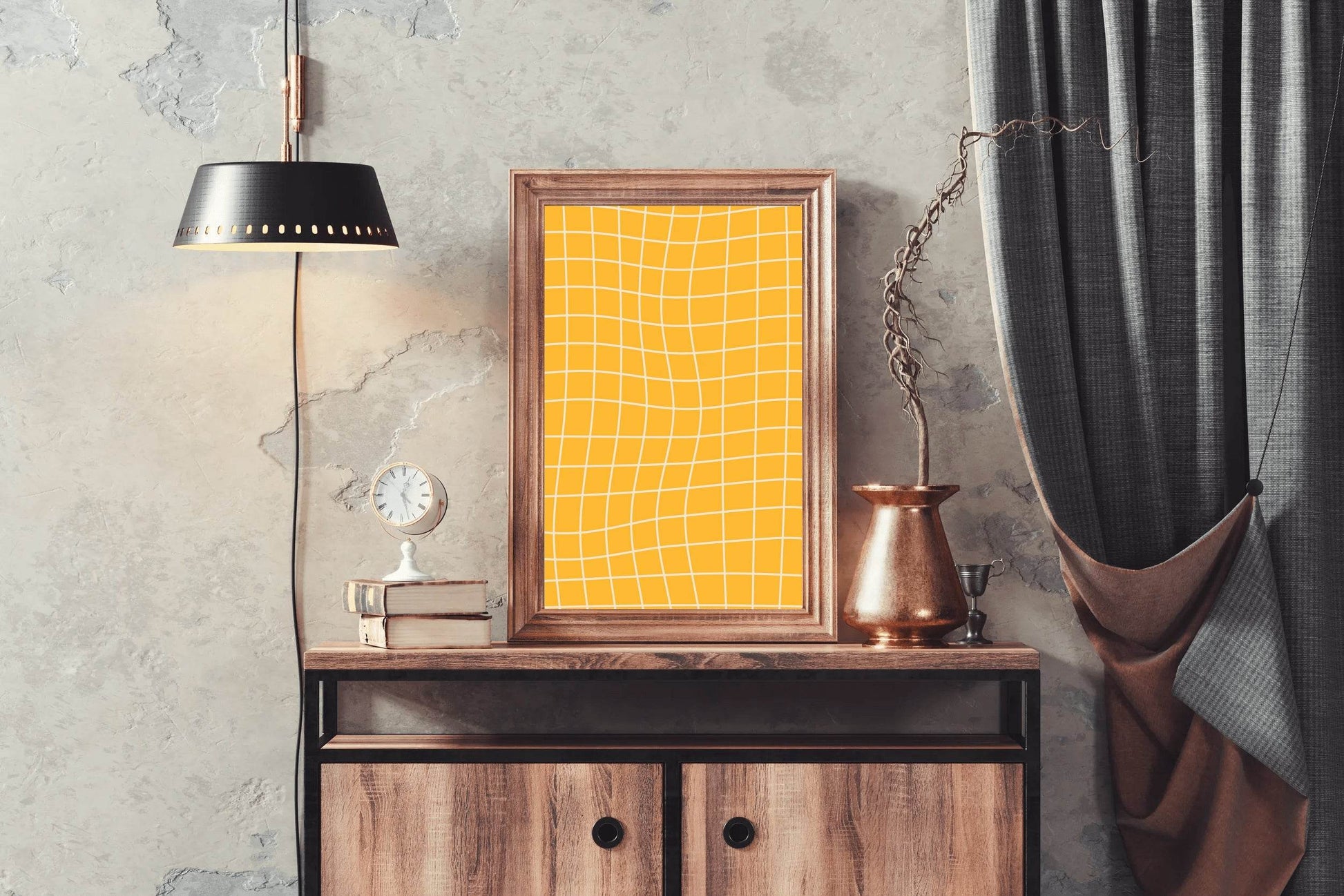 Yellow Curved Background Painting Wall Art - beink online art store