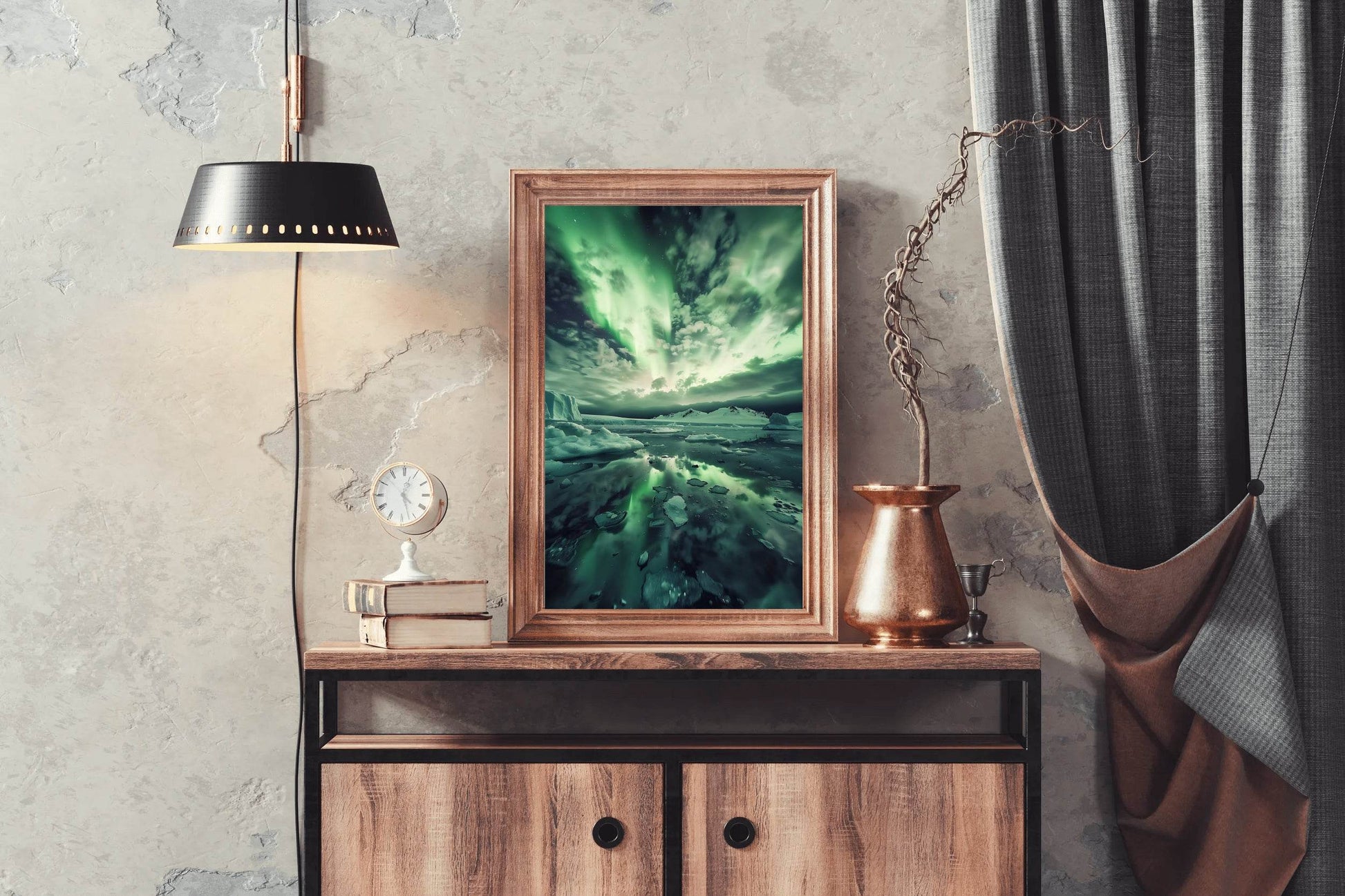 Vibrant Northern Lights with Iceberg Wall Art - beink online art store
