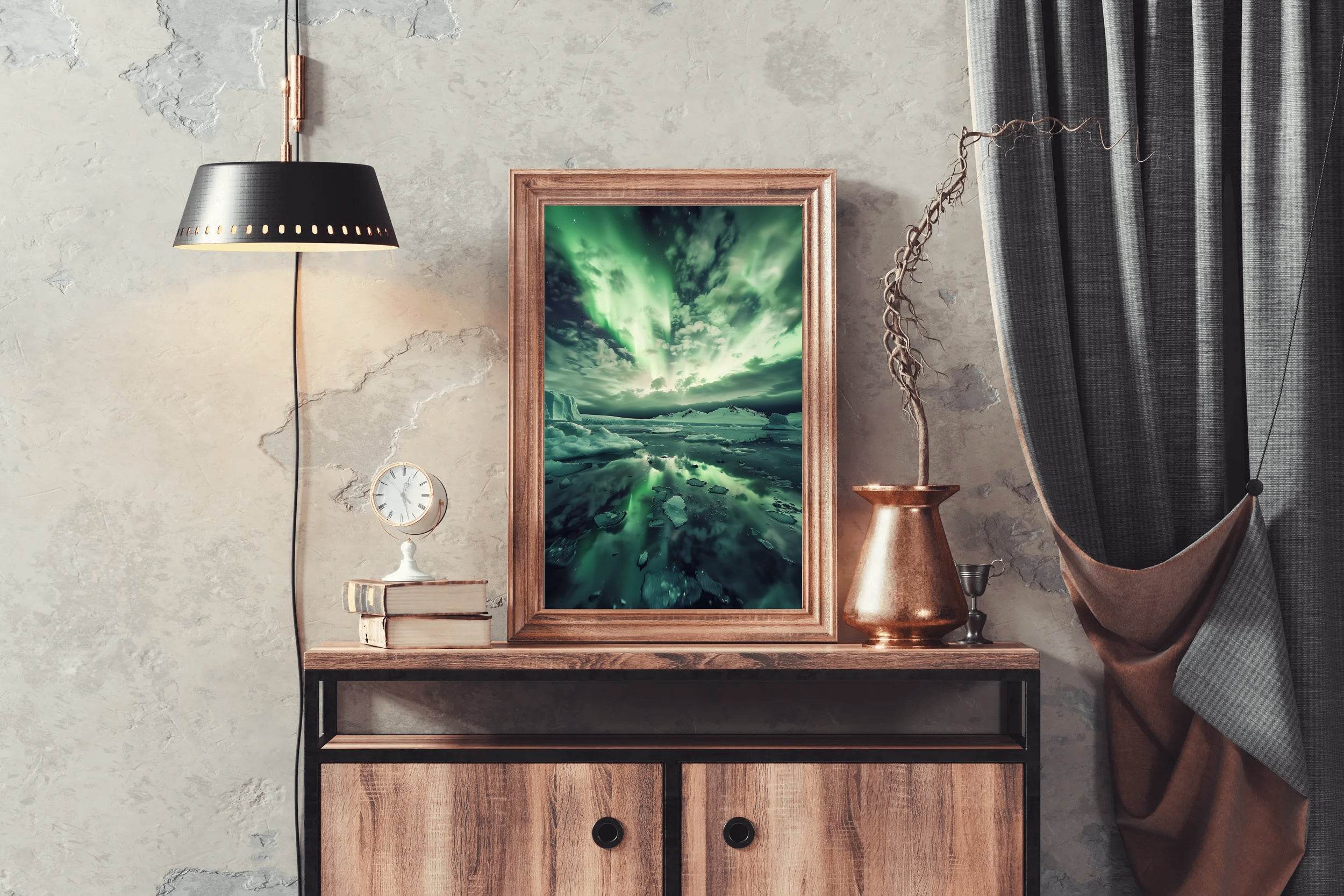Vibrant Northern Lights with Iceberg Wall Art - beink online art store