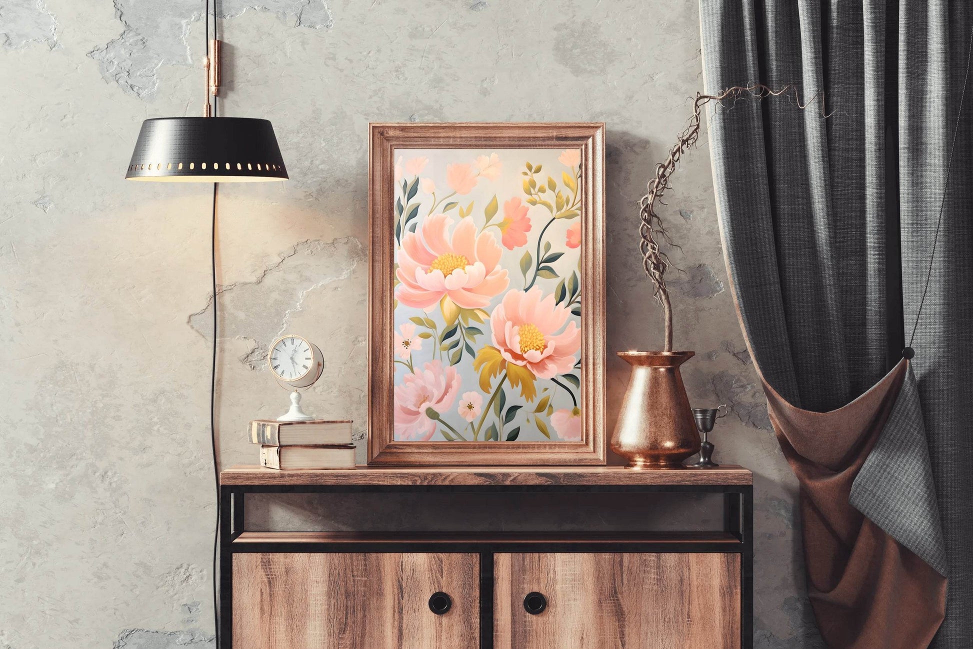 Pastel Painting Of Pink Flowers - beink online art store