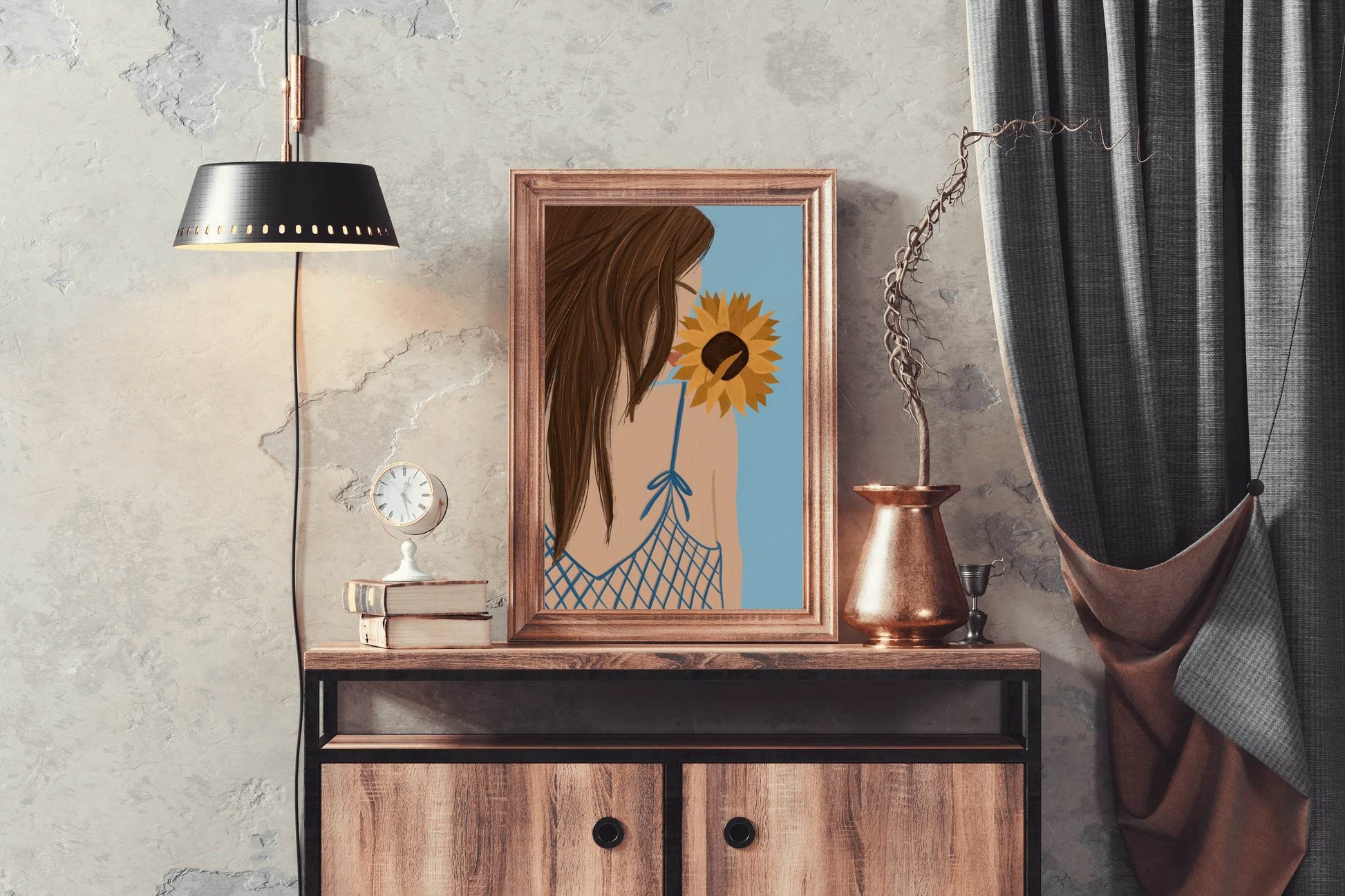Girl With a Sunflower Wall Art - beink online art store