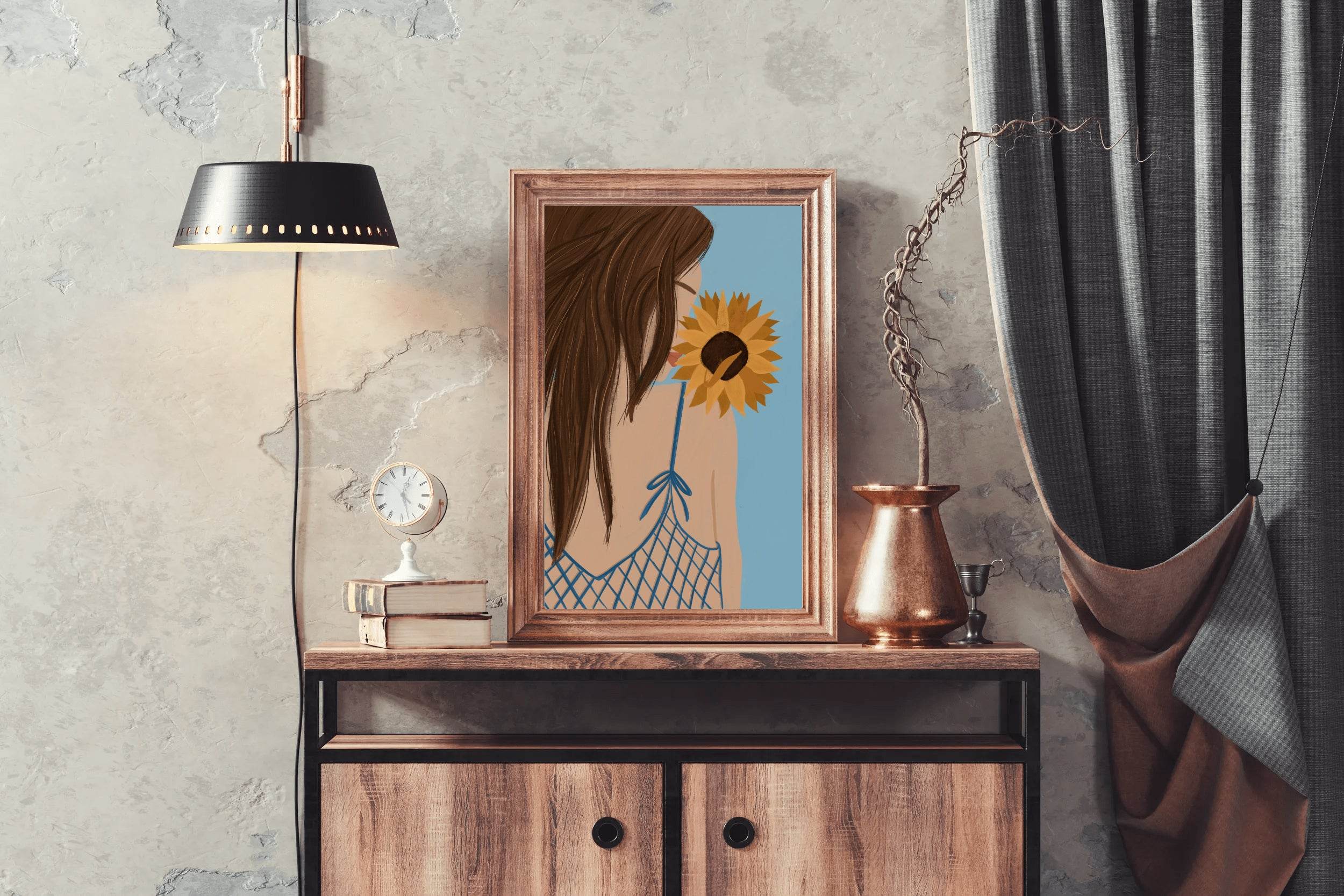 Girl With a Sunflower Wall Art - beink online art store