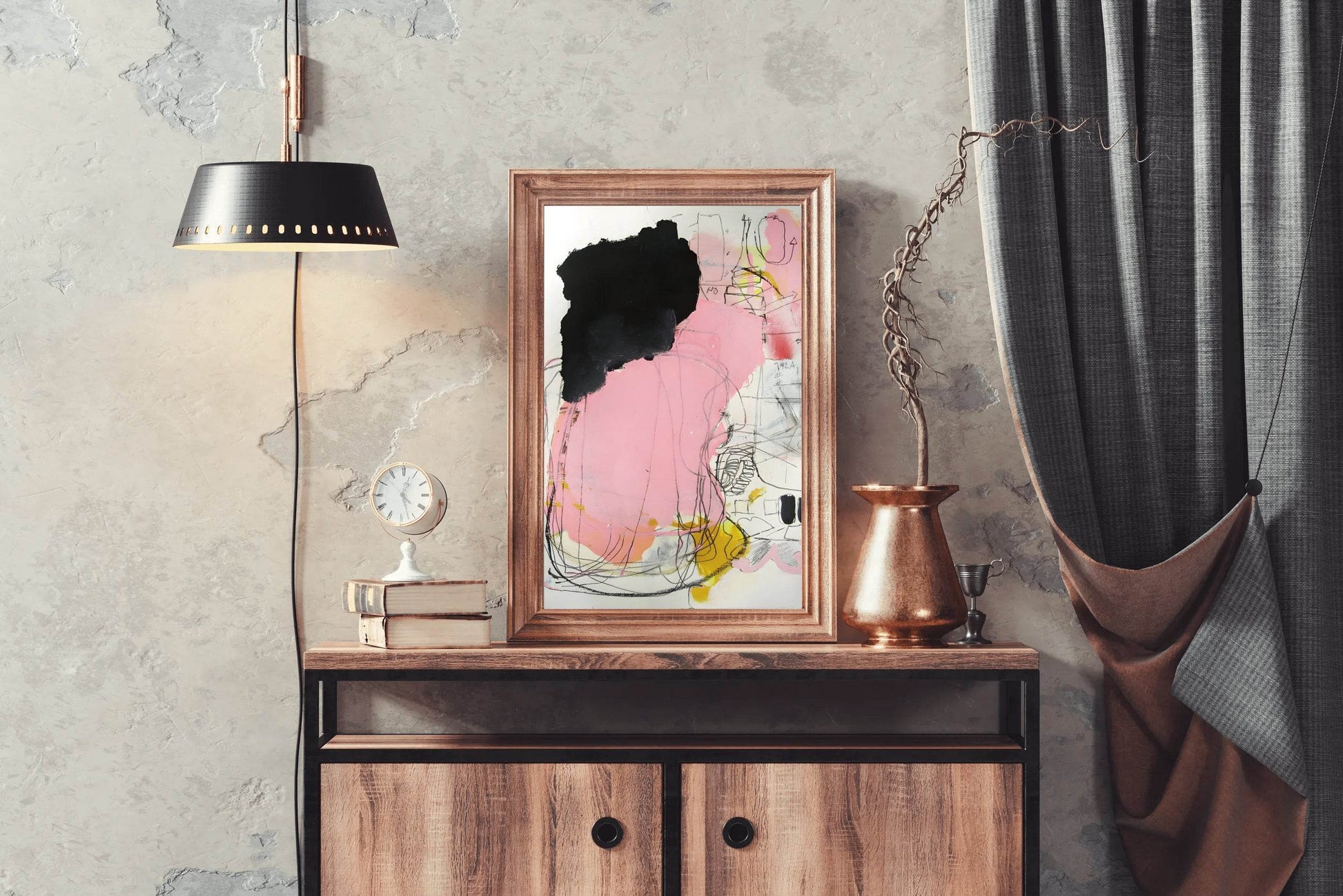 Pink and Black Chaos Modern Wall Art - beink online art store