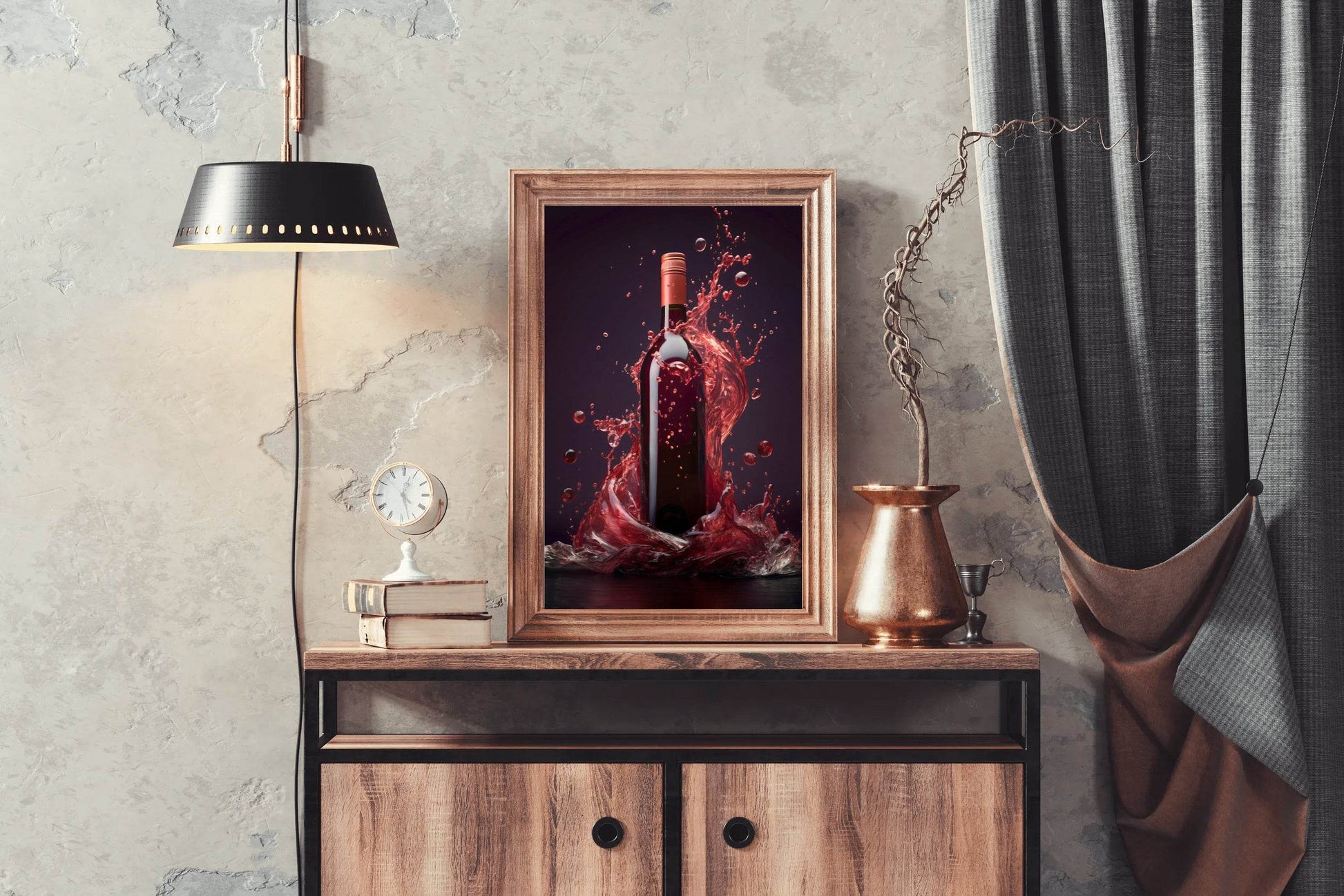 Red Wine Bottle With Purple Background Wall Art - beink online art store