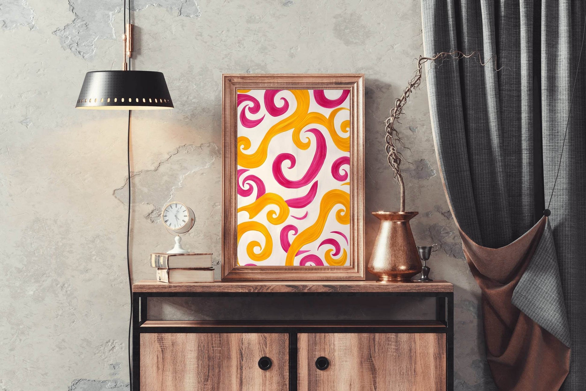 Orange and Pink Swirl Digital Art - beink online art store
