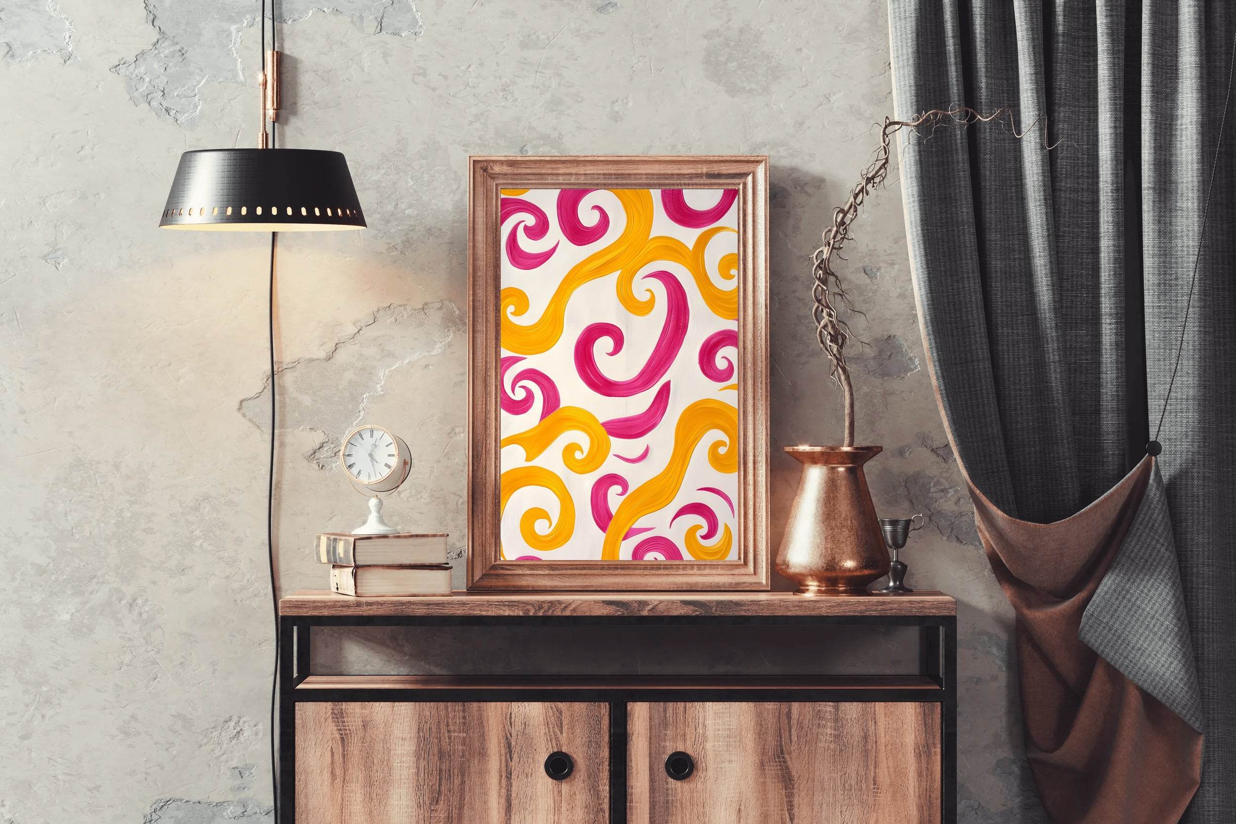 Orange and Pink Swirl Digital Art - beink online art store