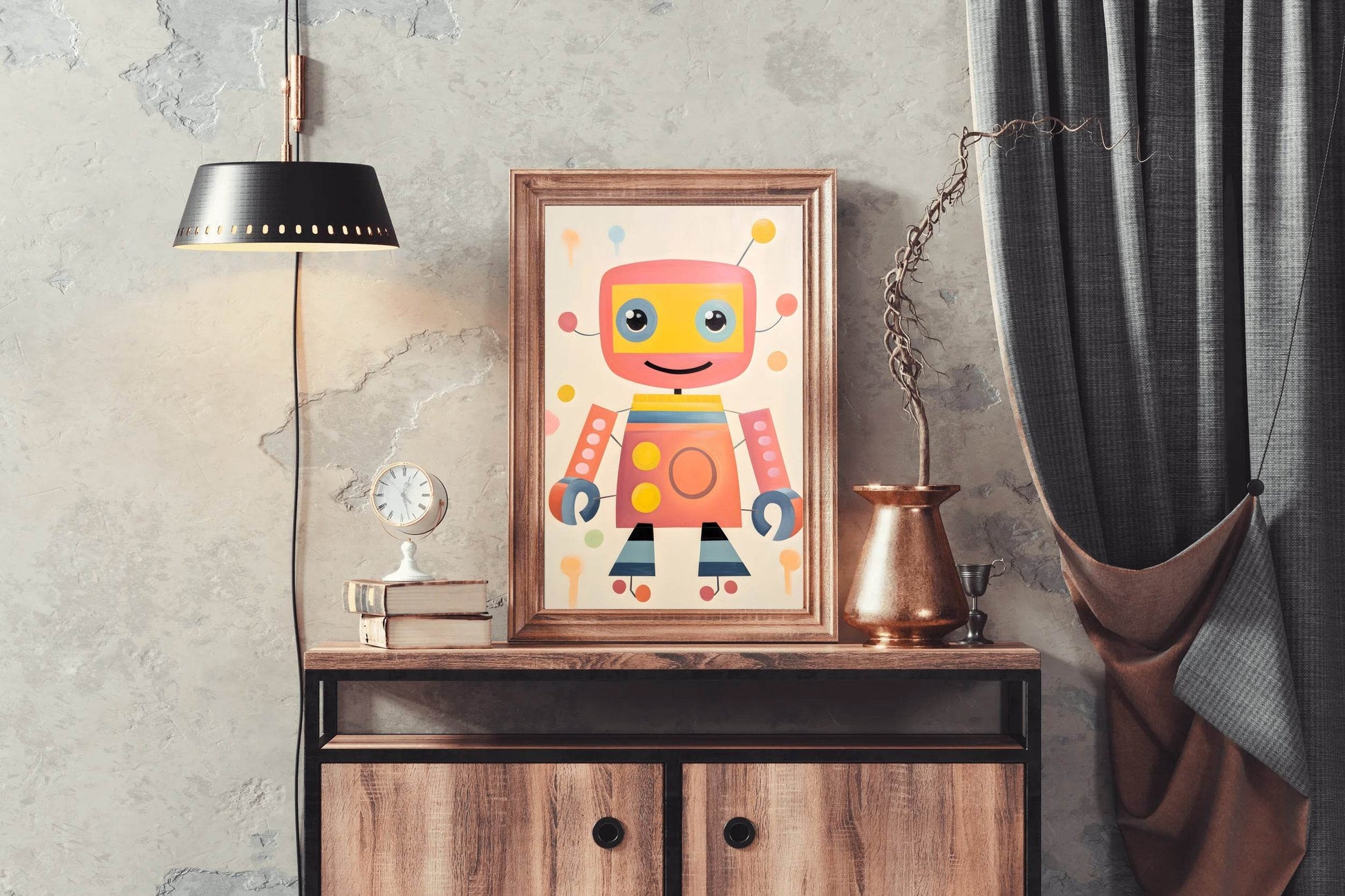 Cute Cartoon Robot in Flat Style - beink online art store
