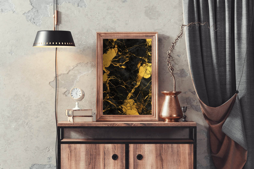 Gold And Black Marble Wall Art - beink online art store