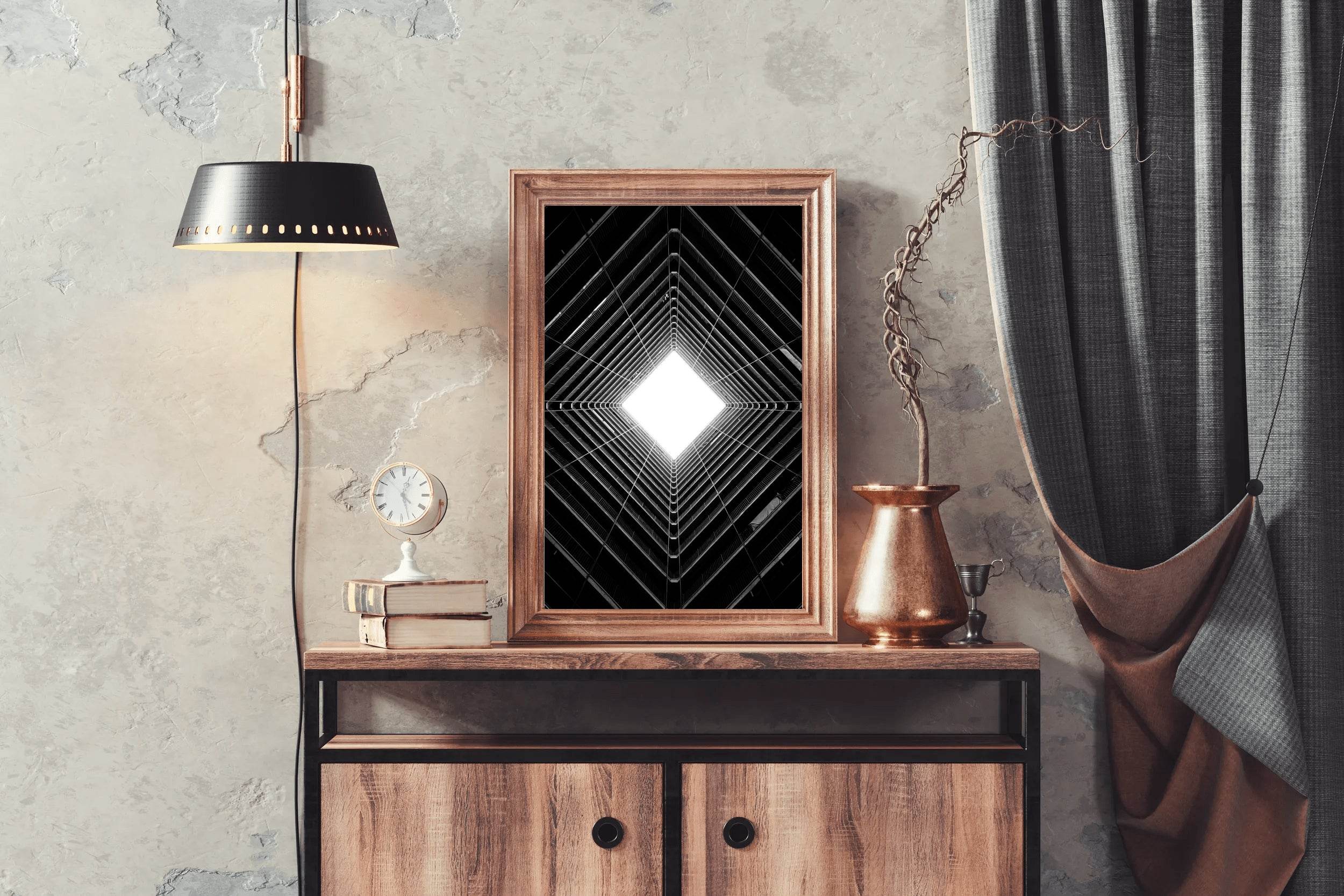 White Striped Building Black & White Wall Art - beink online art store