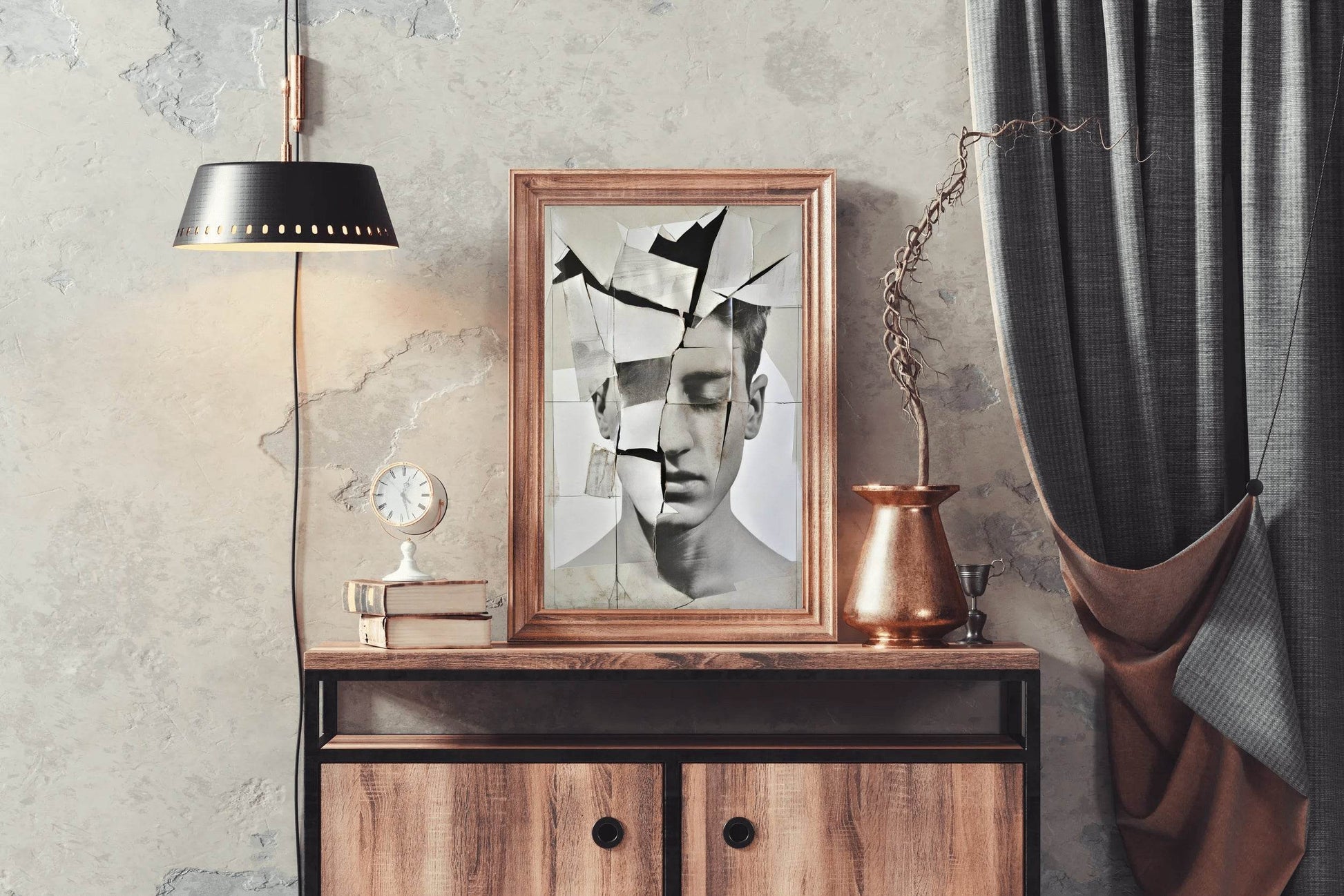 Torn Portrait of Men Face Digital Art - beink online art store