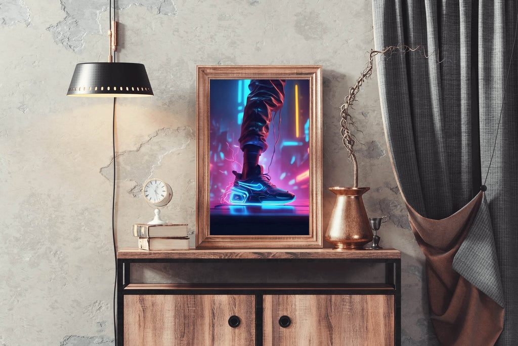 Neon Nike Shoes Wall Art - beink online art store