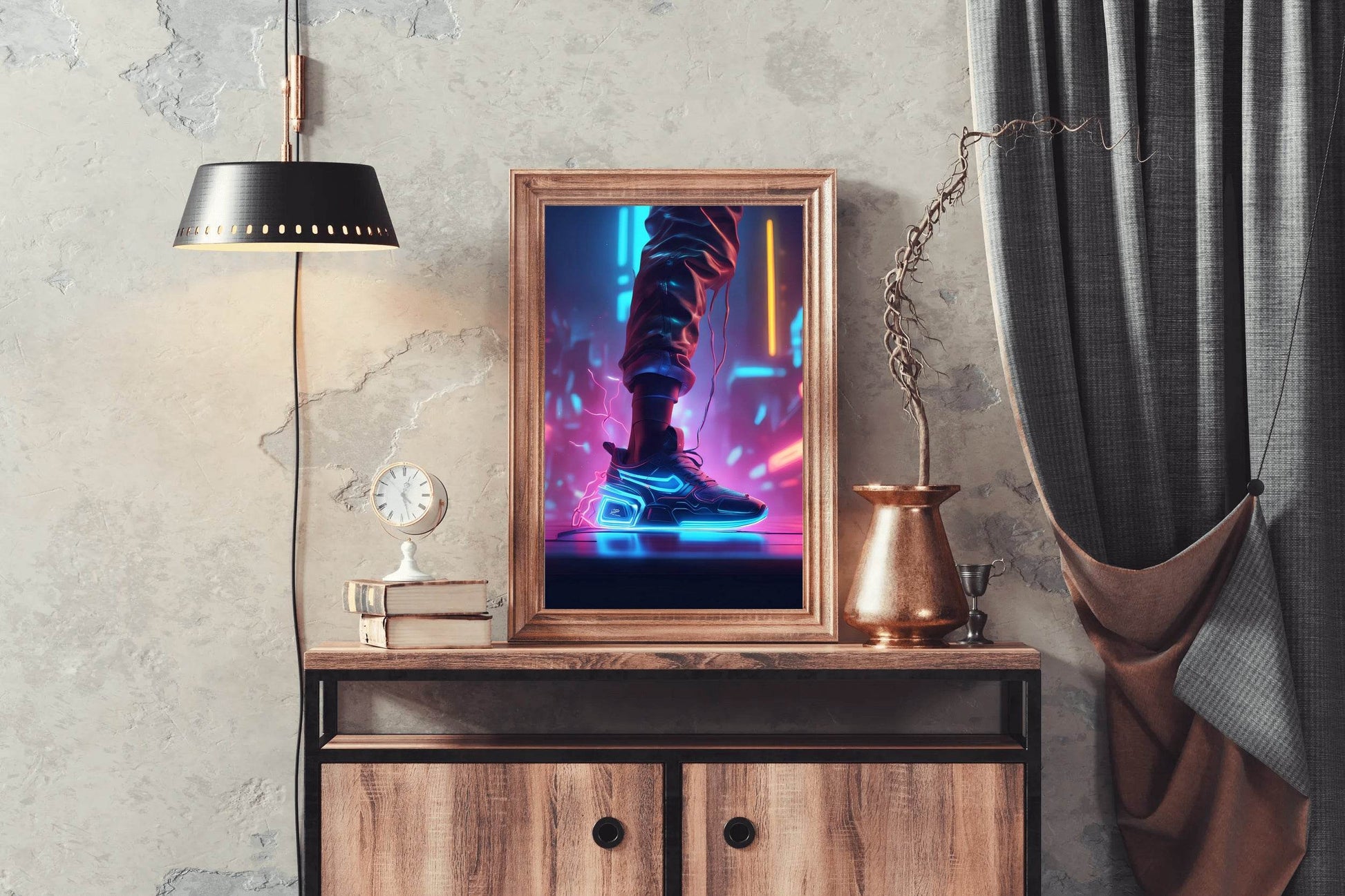 Neon Nike Shoes Wall Art - beink online art store