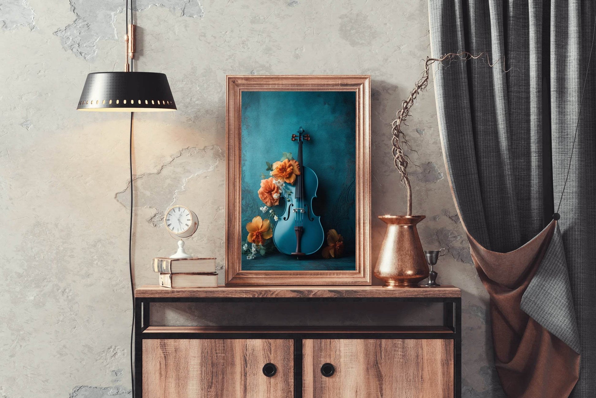 Classical Blue Violin Wall Art - beink online art store