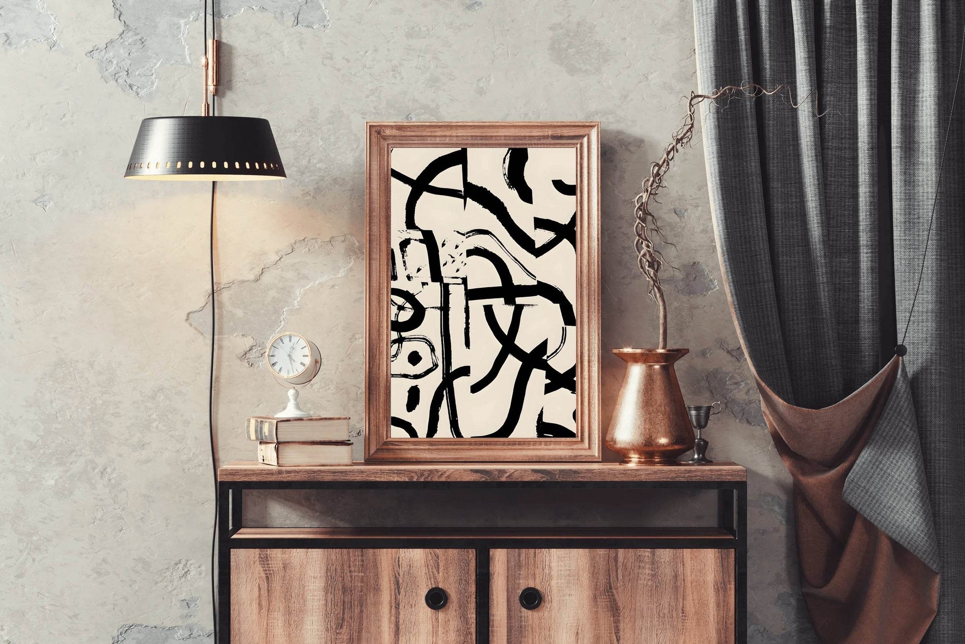 Black Ink Scribble Modern Wall Art - beink online art store