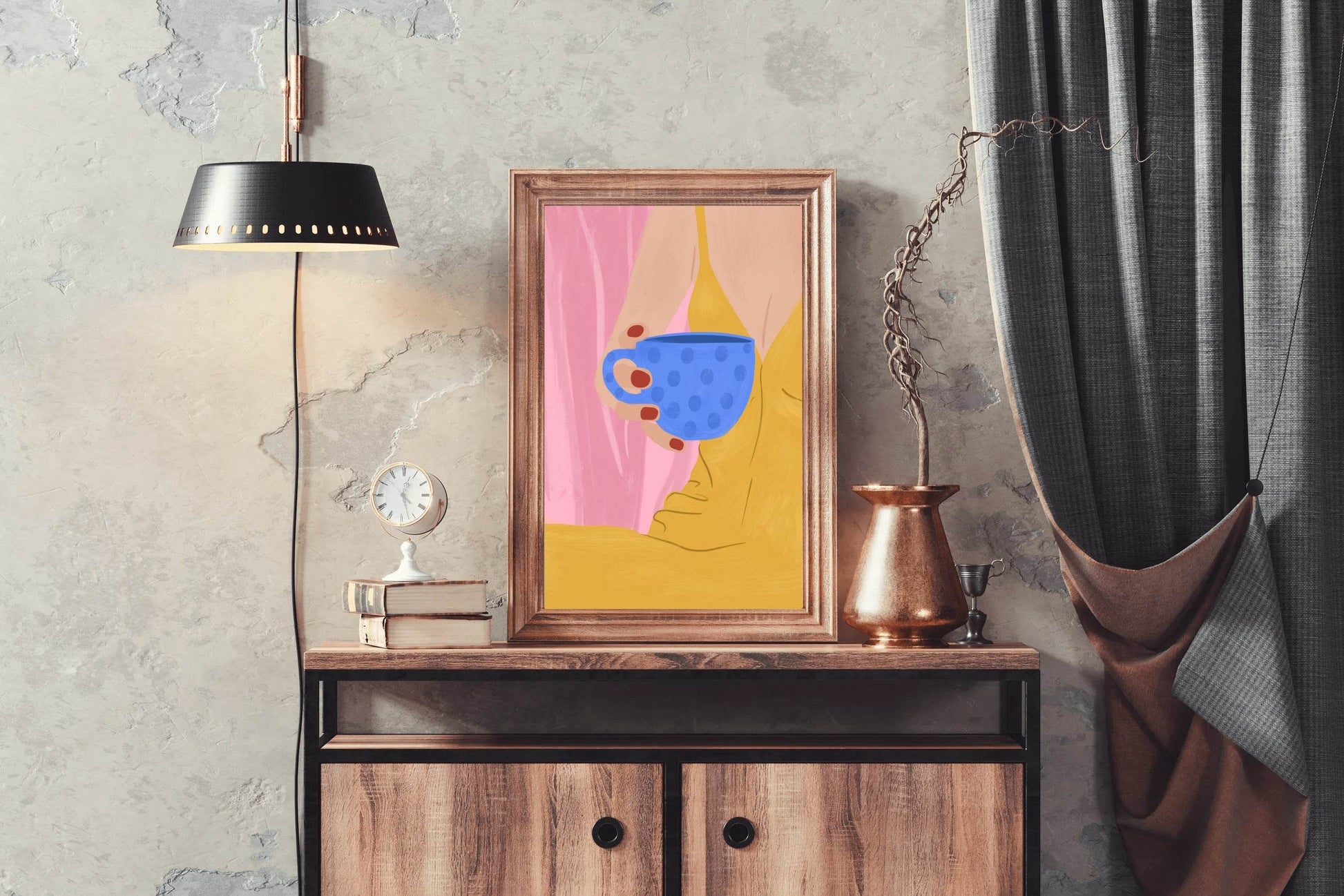 Contemporary Woman With Coffee in Hand Wall Art - beink online art store