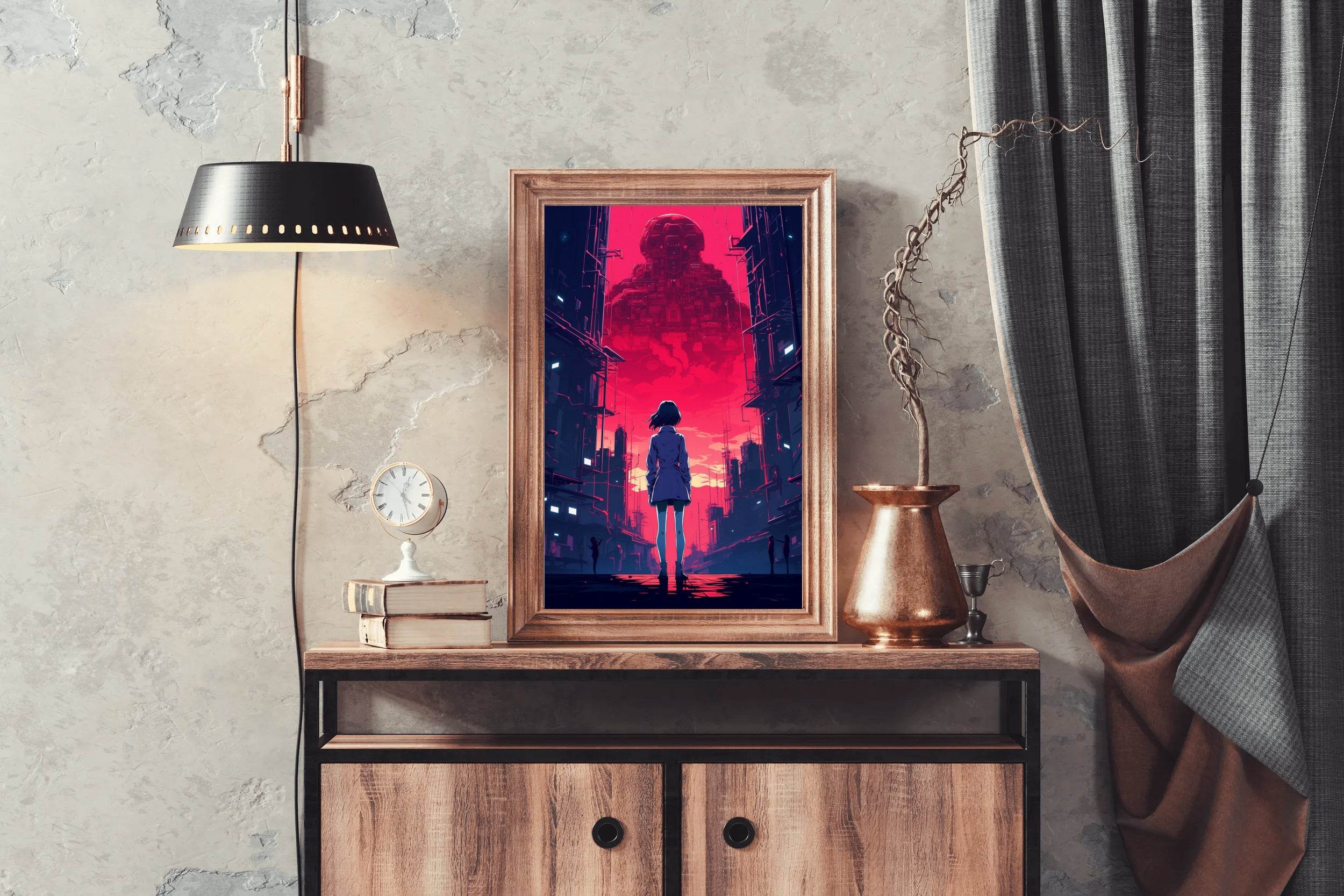 Anime Girl Standing in a Dark Alley Wall Art - beink online art store