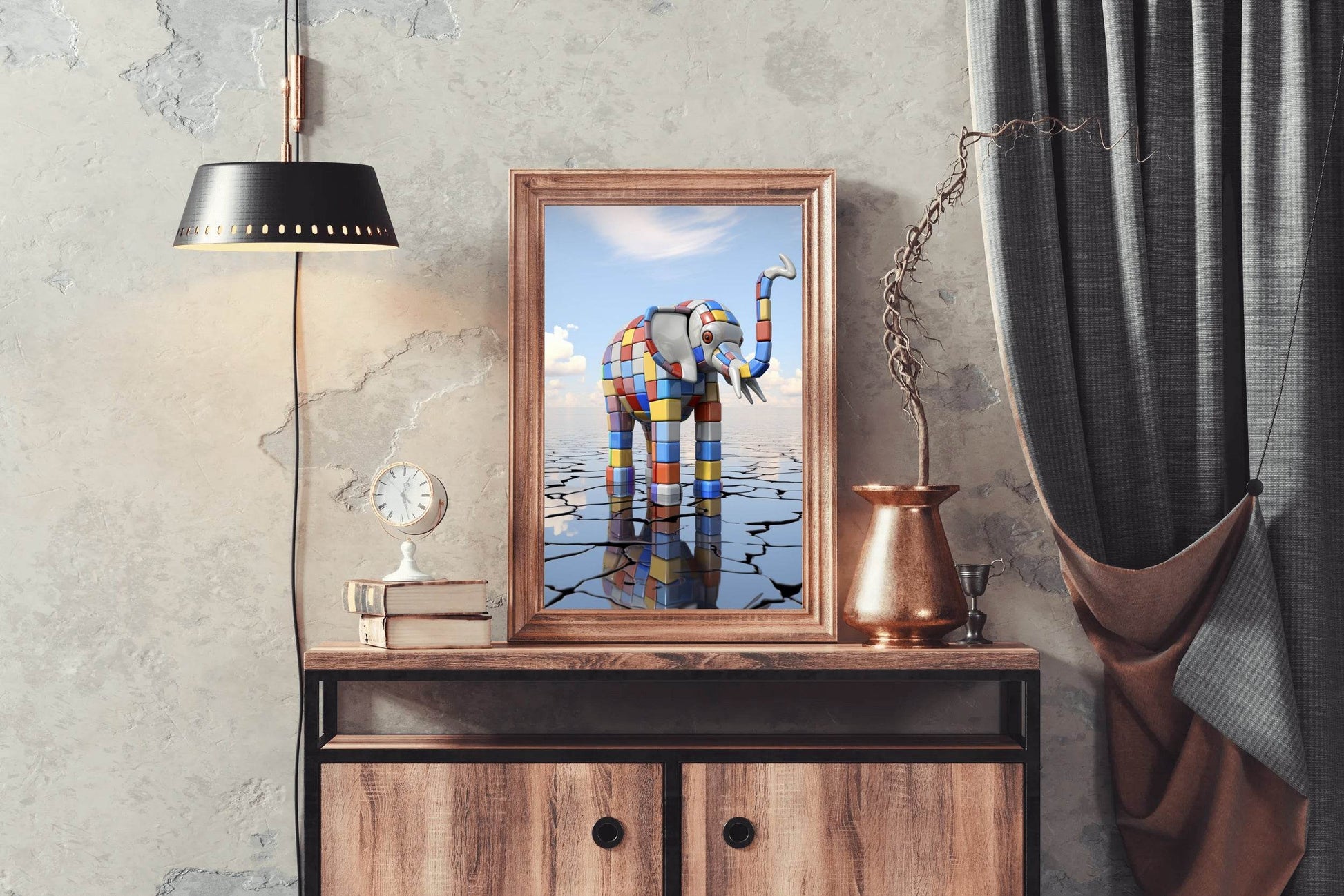 Colorful Robotic Elephant Animal Wall Art - beink online art store