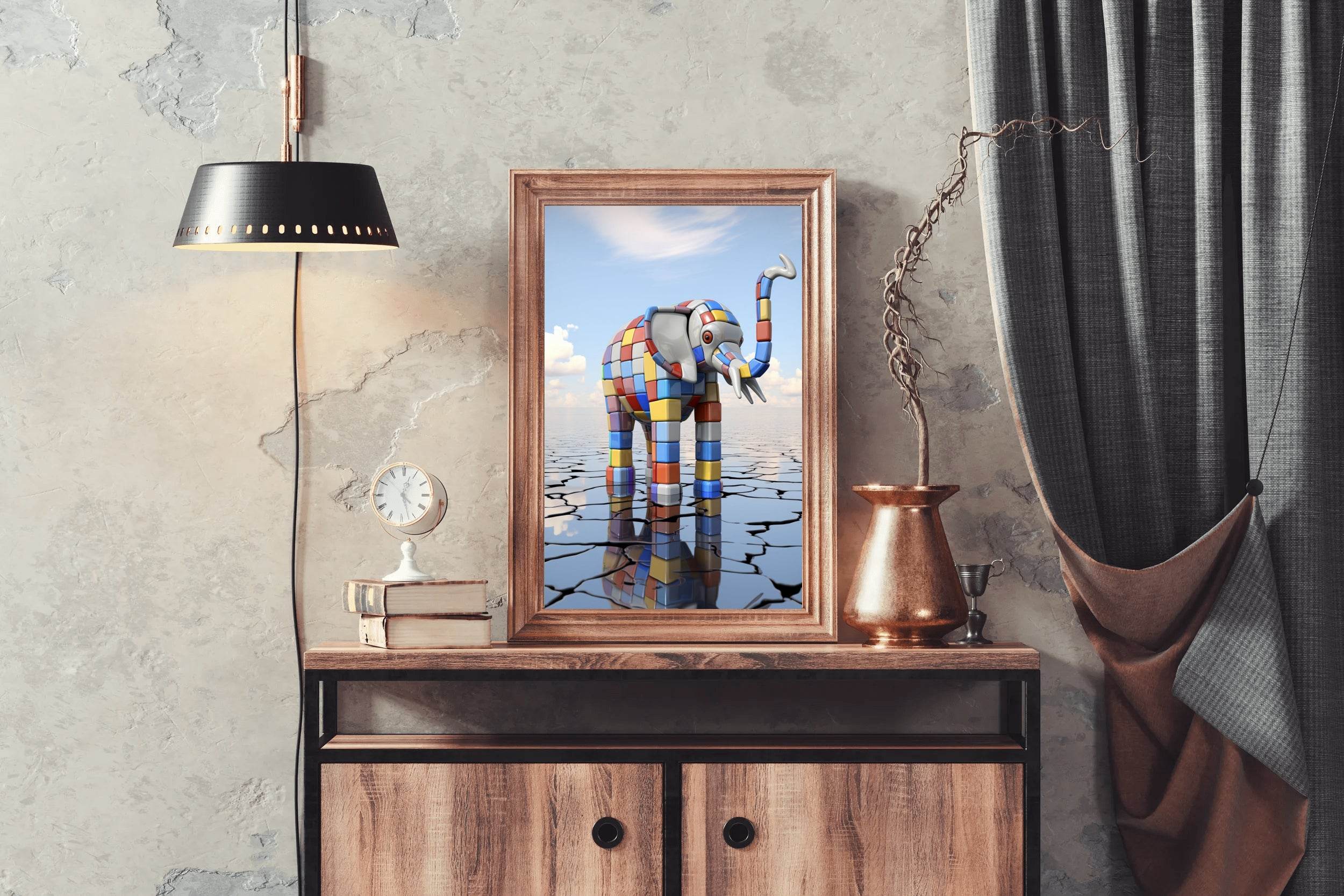 Colorful Robotic Elephant Animal Wall Art - beink online art store