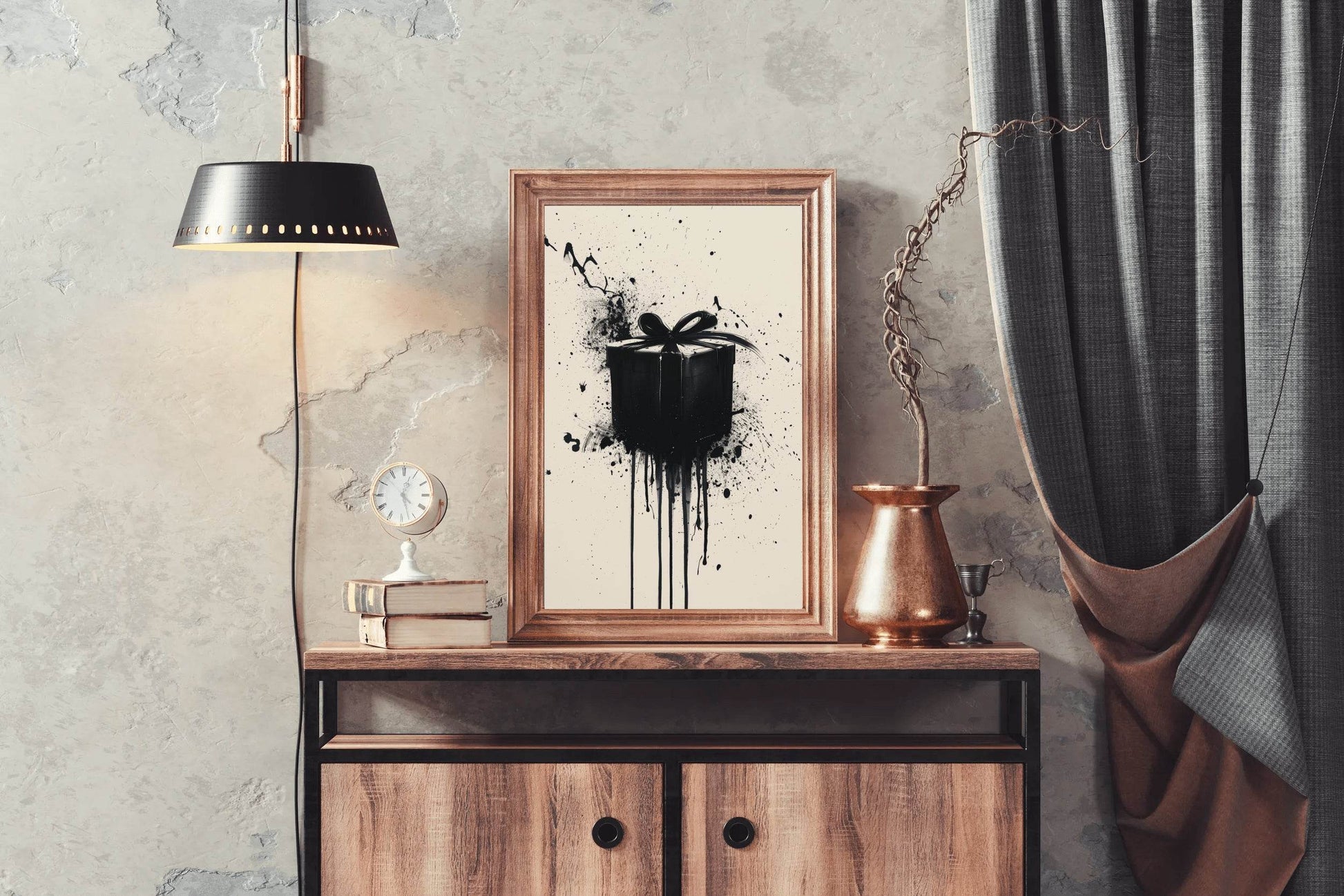 Black Gift Box Modern Wall Art - beink online art store